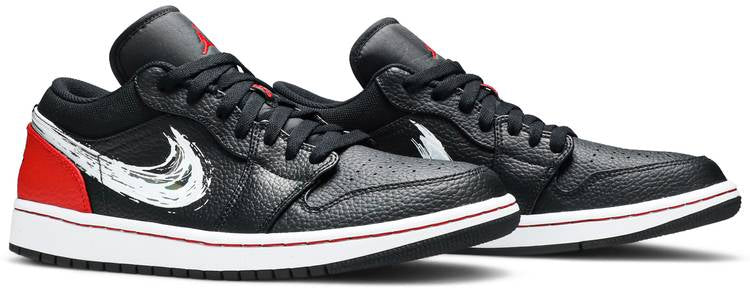 Air Jordan 1 Low Brushstroke Swoosh ‘Black Red’ DA4659-001 Mattress Sneaker Store