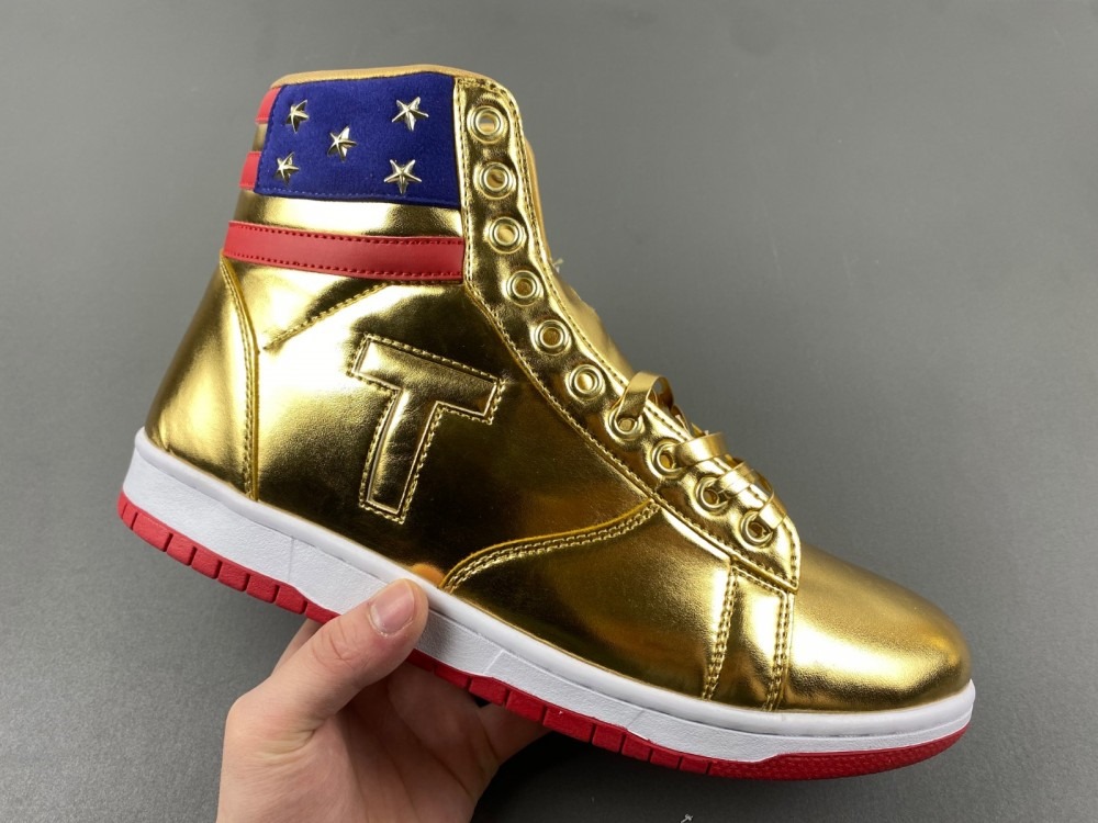 The Never Surrender Trump High-Top Golden Sneakers Recreation MAGA Merch Trump 2024