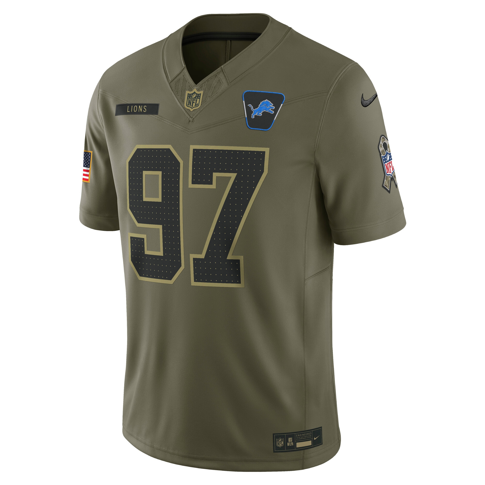 Aidan Hutchinson Detroit Lions Nike 2025 Salute to Service Limited Jersey – Olive Clowdercats