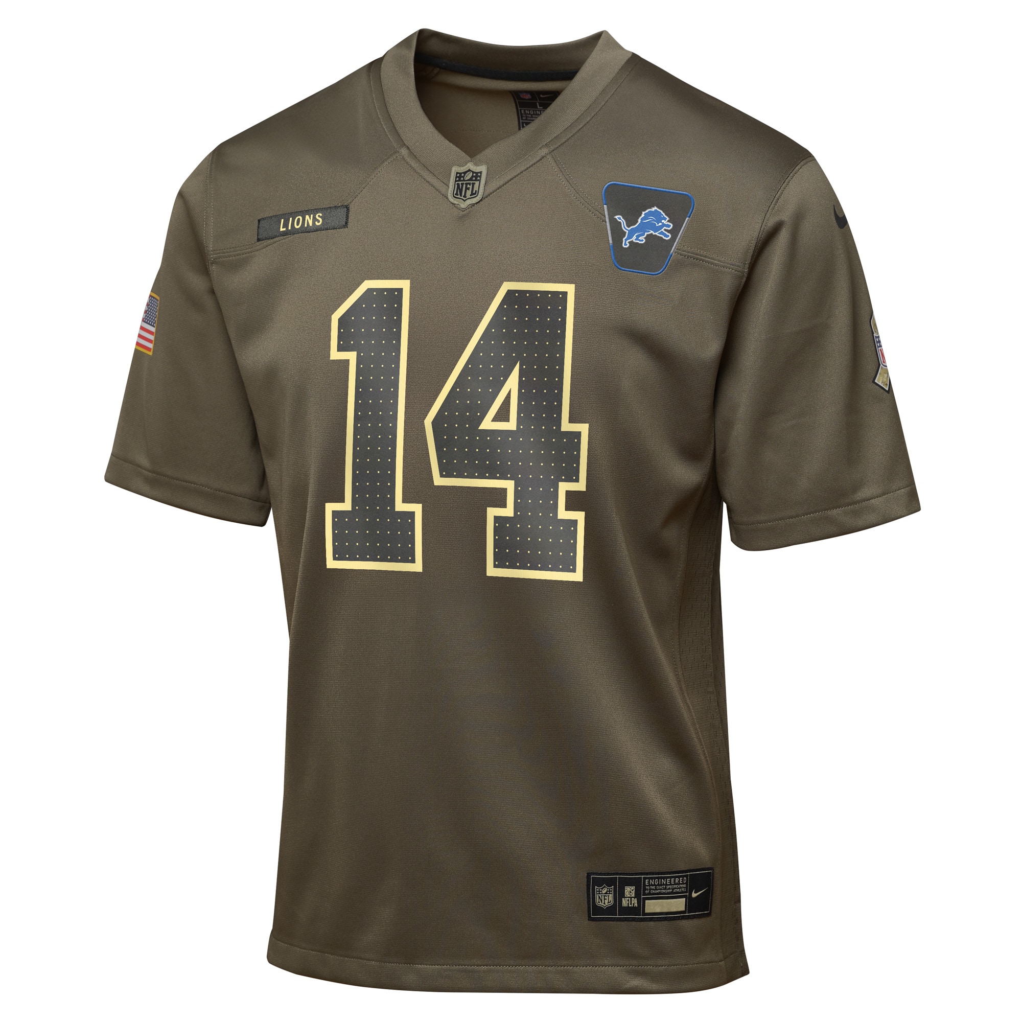 Amon-Ra St. Brown Detroit Lions Nike Youth 2025 Salute to Service Game Jersey – Olive Clowdercats