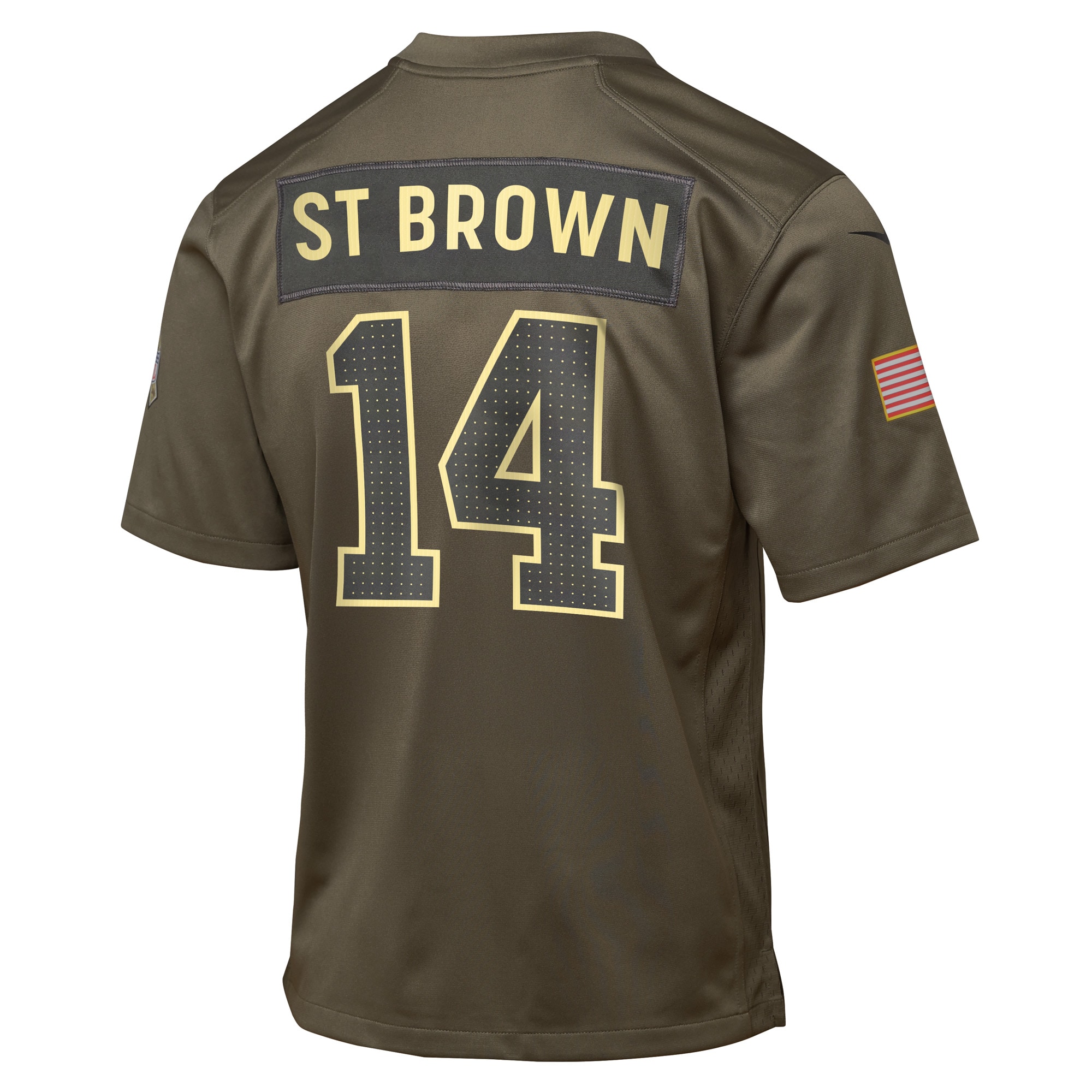 Amon-Ra St. Brown Detroit Lions Nike Youth 2025 Salute to Service Game Jersey – Olive Clowdercats