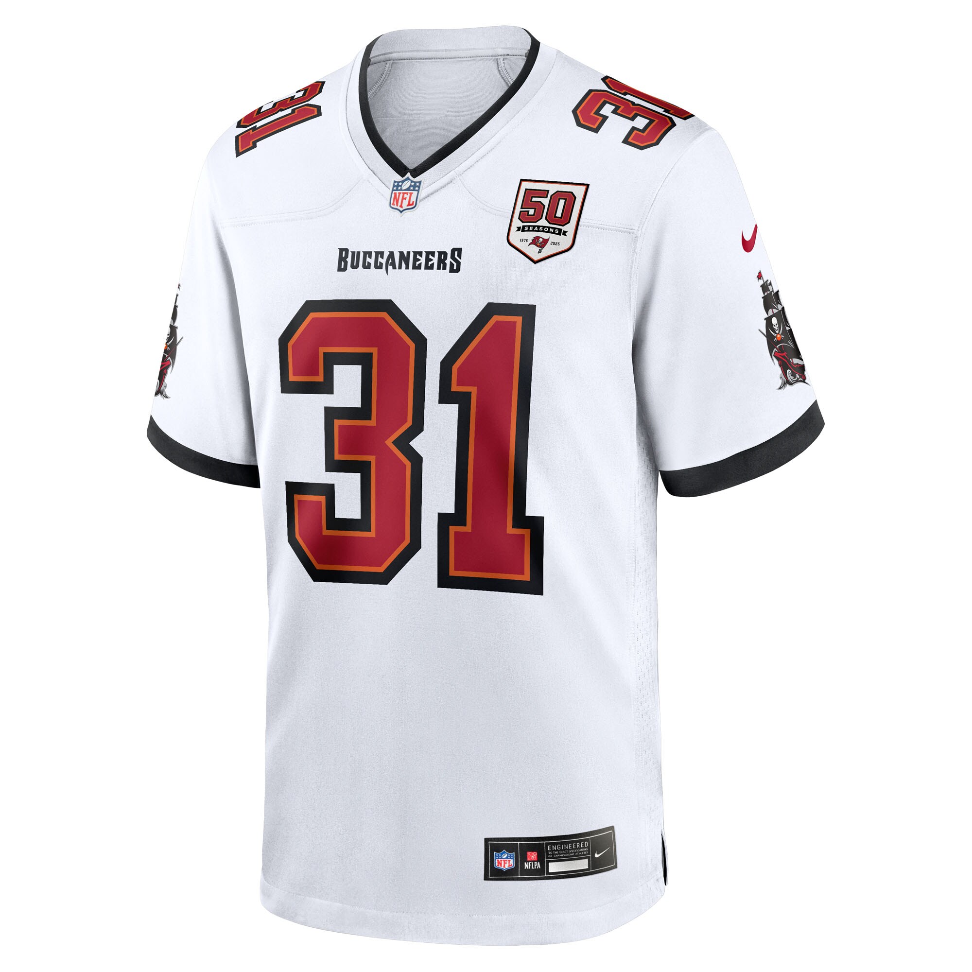 Antoine Winfield Jr. Tampa Bay Buccaneers Nike 50th Season Patch Game Jersey – White Clowdercats
