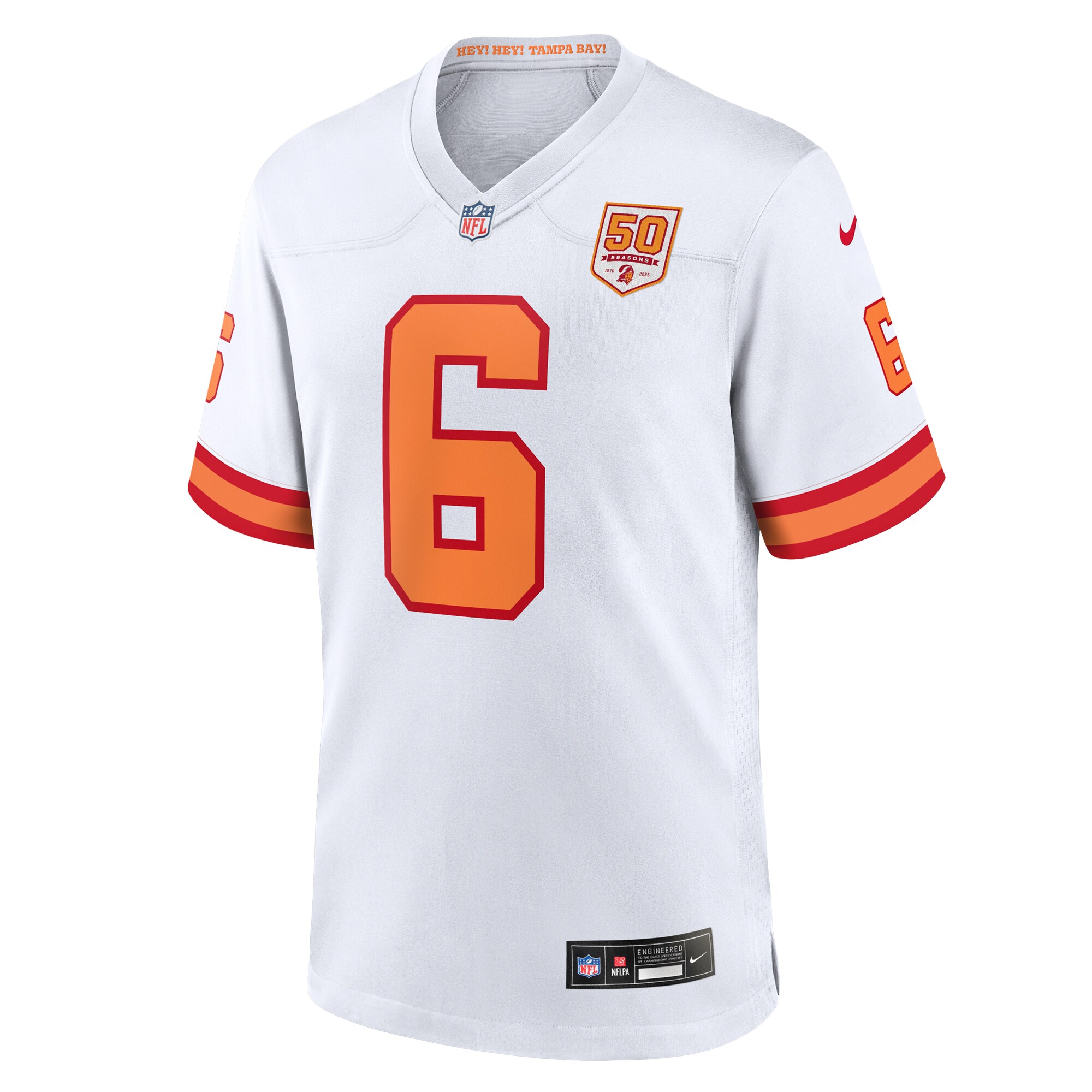 Baker Mayfield ’76 Tampa Bay Buccaneers Nike 50th Season Game Jersey – White Clowdercats