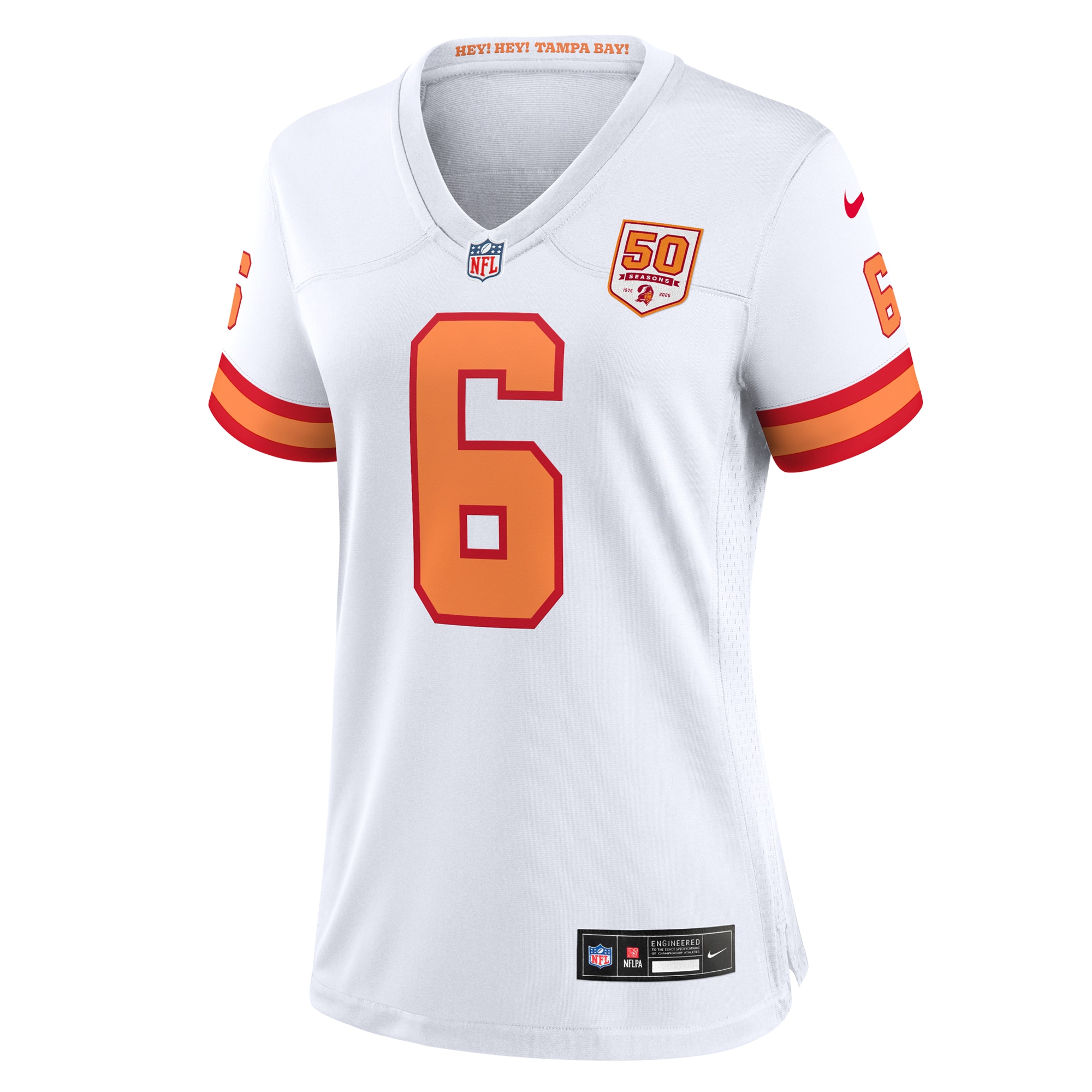 Baker Mayfield ’76 Tampa Bay Buccaneers Nike Women’s 50th Season Game Jersey – White Clowdercats