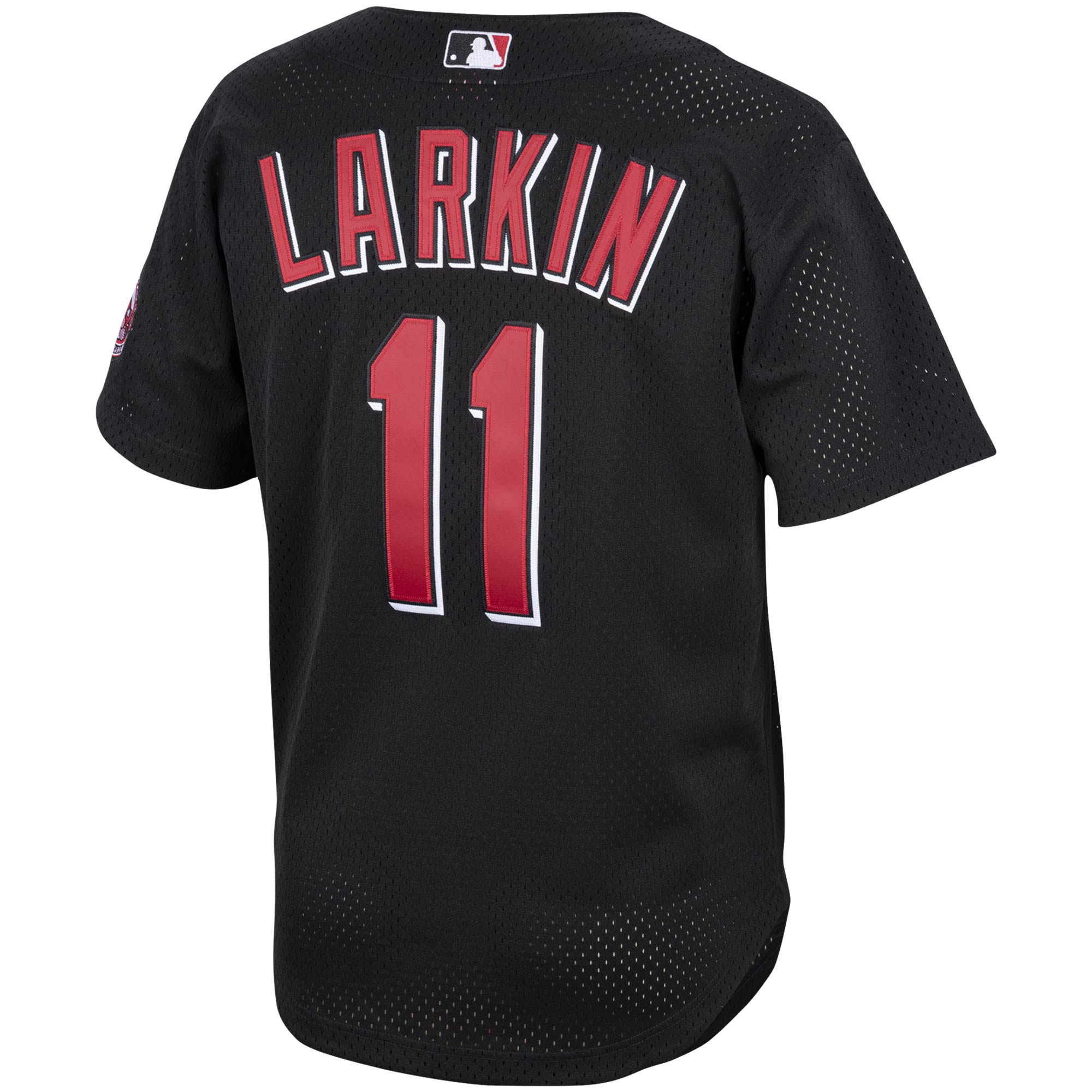 Barry Larkin Cincinnati Reds Mitchell & Ness Cooperstown Collection Mesh Batting Practice Button-Up Jersey – Black