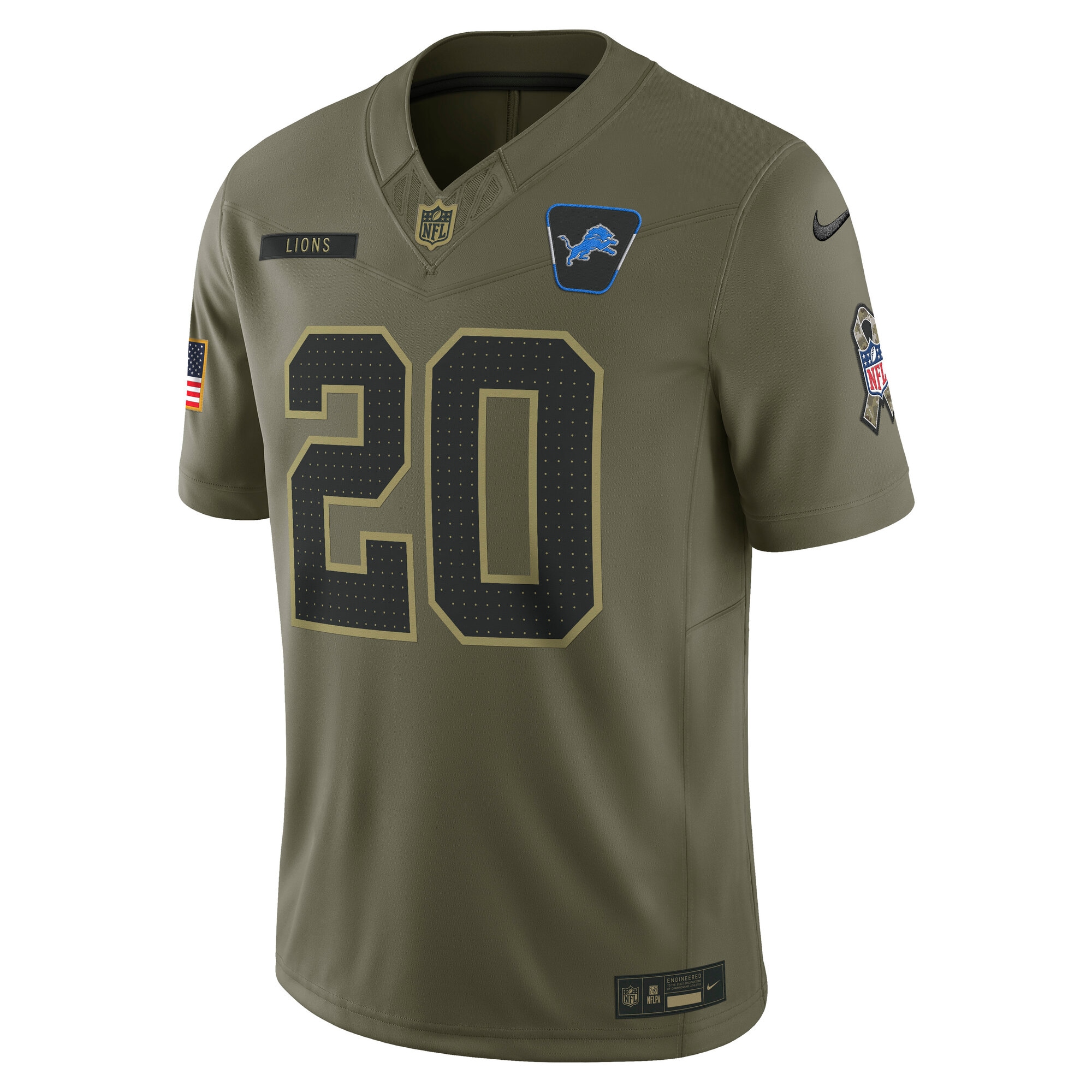 Barry Sanders Detroit Lions Nike 2025 Salute to Service Retired Limited Jersey – Olive Clowdercats