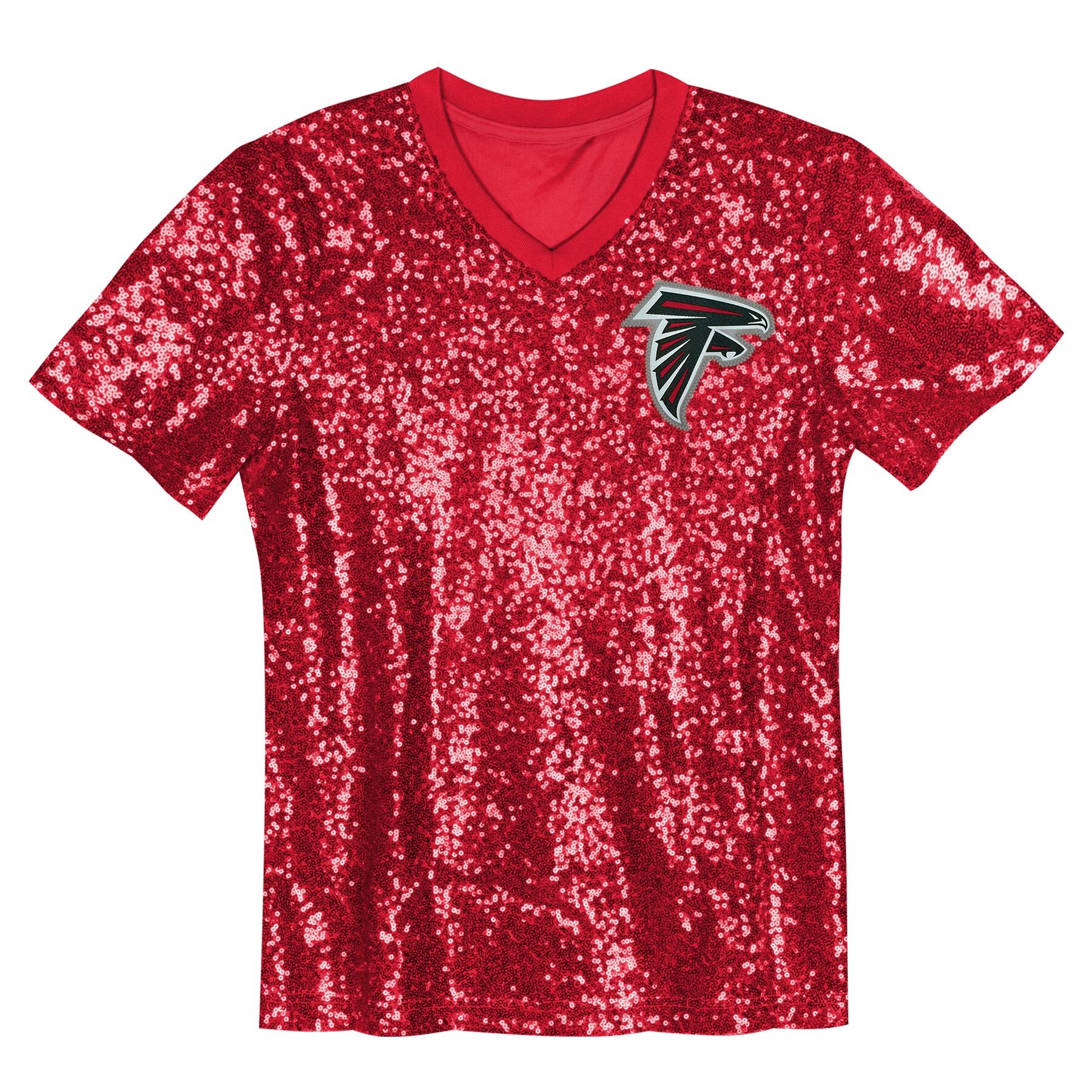Bijan Robinson Atlanta Falcons Girls Youth Sequin V-Neck Fashion Jersey – Red Clowdercats