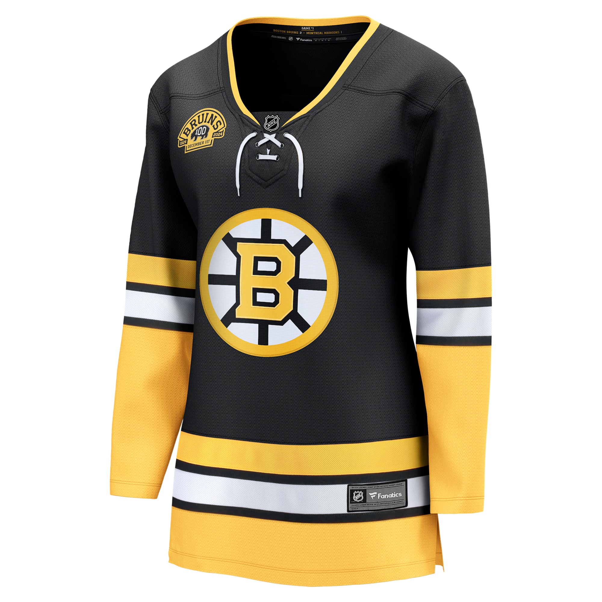 Boston Bruins Fanatics Women’s Alternate 100th Anniversary Breakaway Jersey – Black Clowdercats