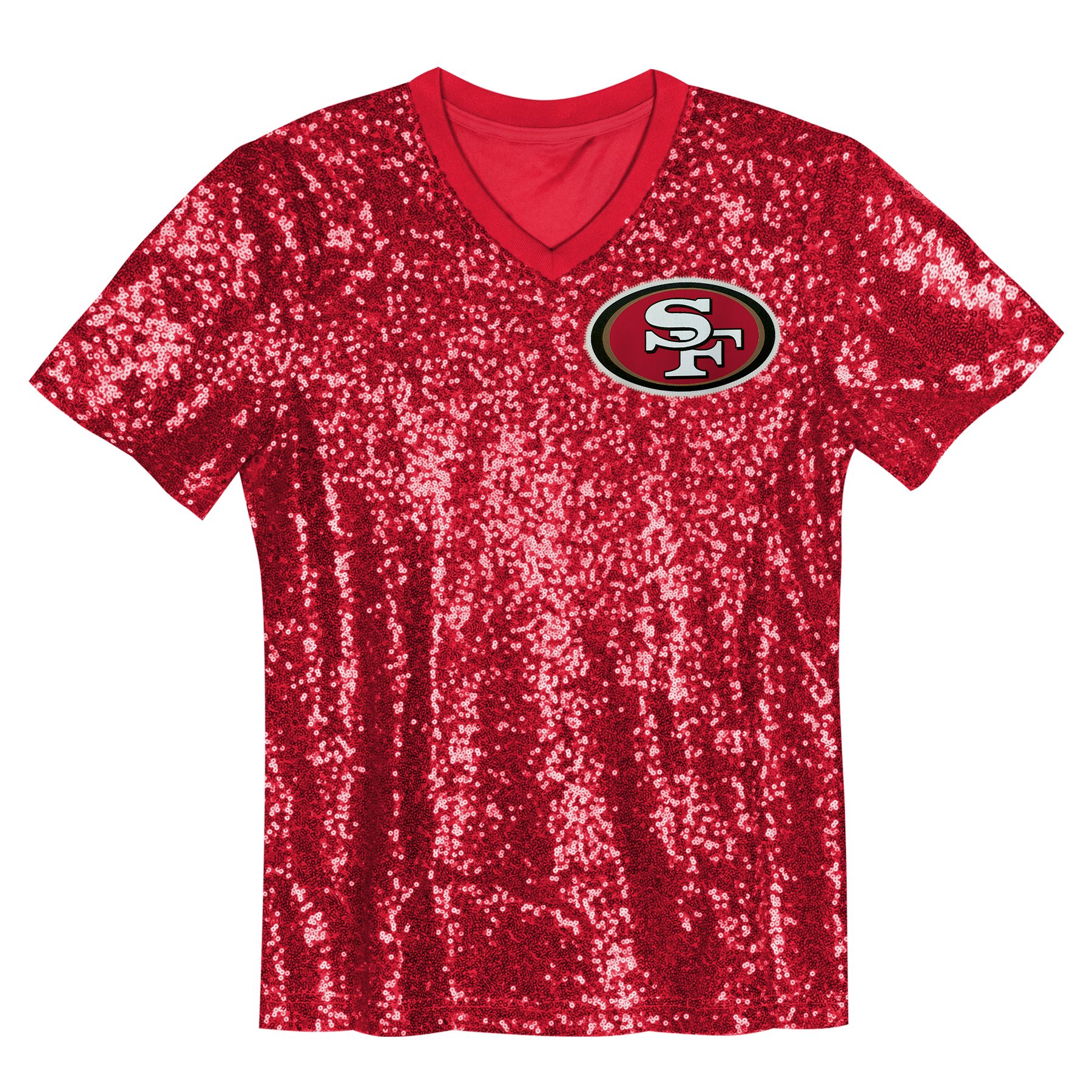 Brock Purdy San Francisco 49ers Girls Youth Sequin V-Neck Fashion Jersey – Scarlet Clowdercats