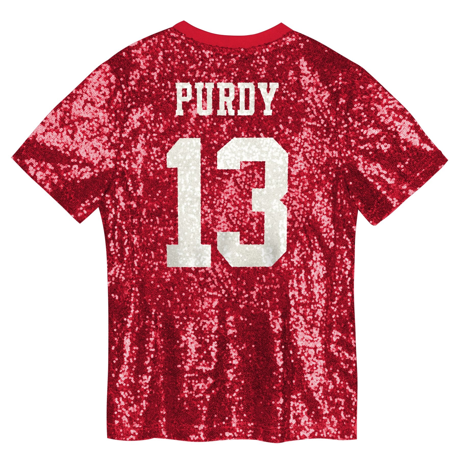 Brock Purdy San Francisco 49ers Girls Youth Sequin V-Neck Fashion Jersey – Scarlet Clowdercats