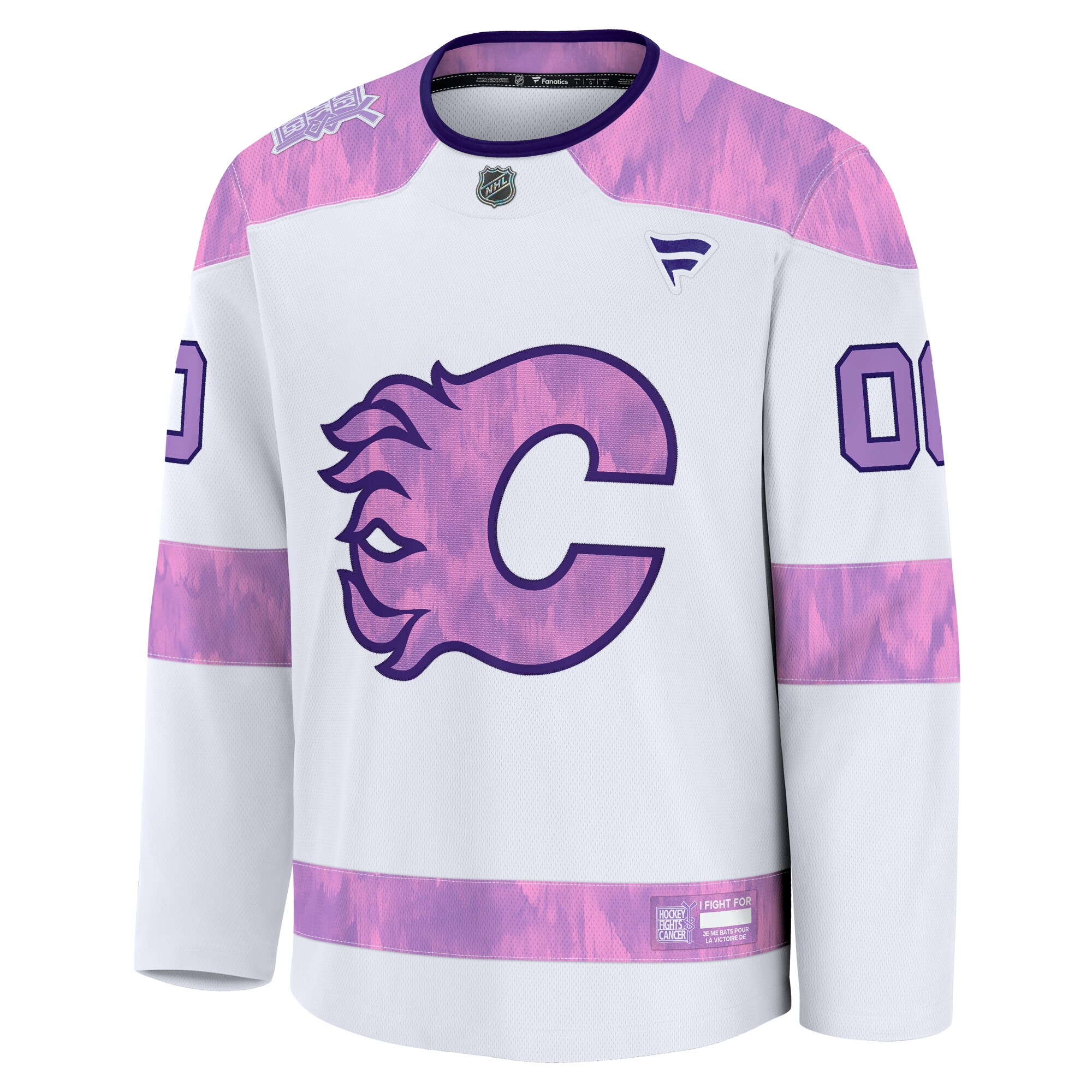 Calgary Flames Fanatics 2024 Hockey Fights Cancer Custom Practice Jersey – White Clowdercats