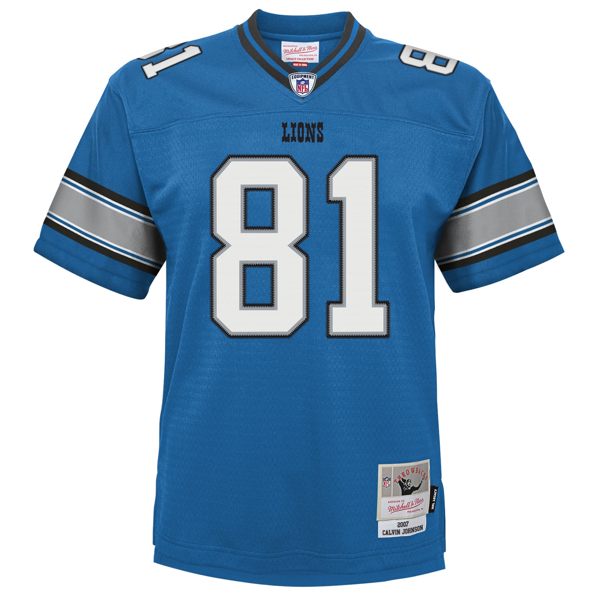 Calvin Johnson Detroit Lions Mitchell & Ness Youth Legacy Replica Jersey – Blue Clowdercats