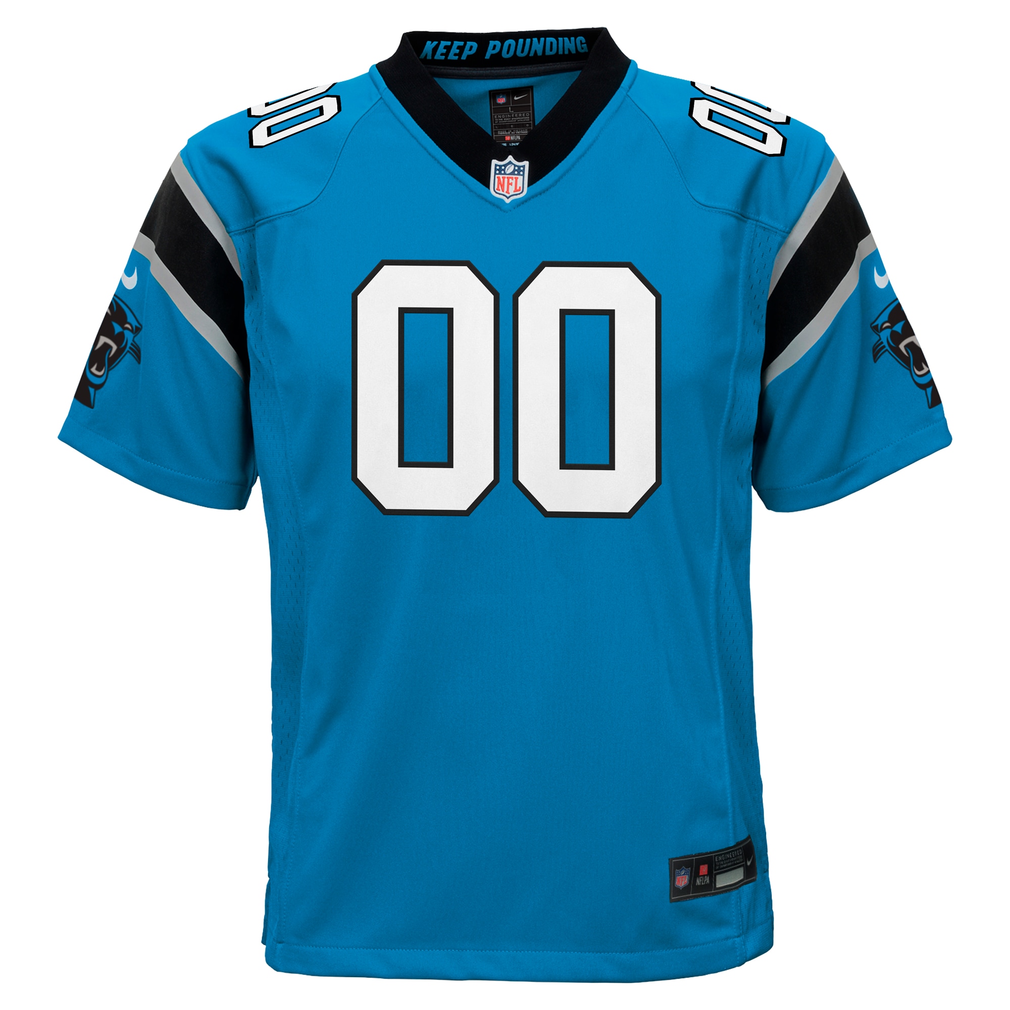 Carolina Panthers Nike Youth Alternate Custom Game Jersey – Blue Clowdercats