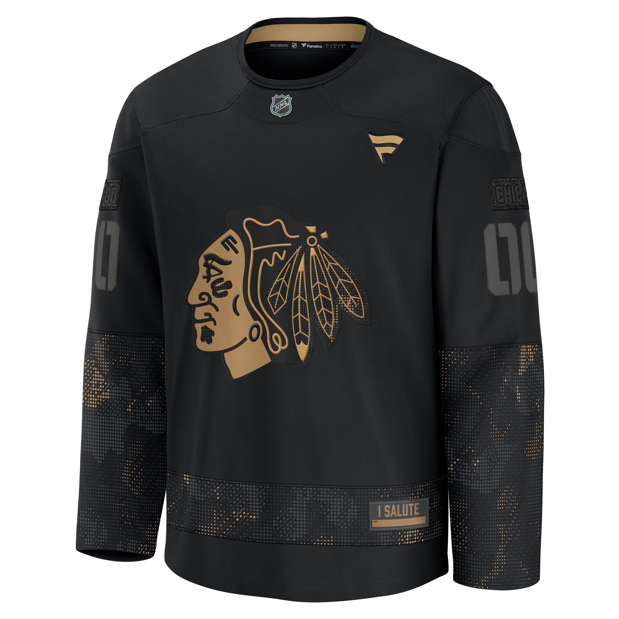 Chicago Blackhawks Fanatics 2024 Military Appreciation Custom Practice Jersey – Black Clowdercats
