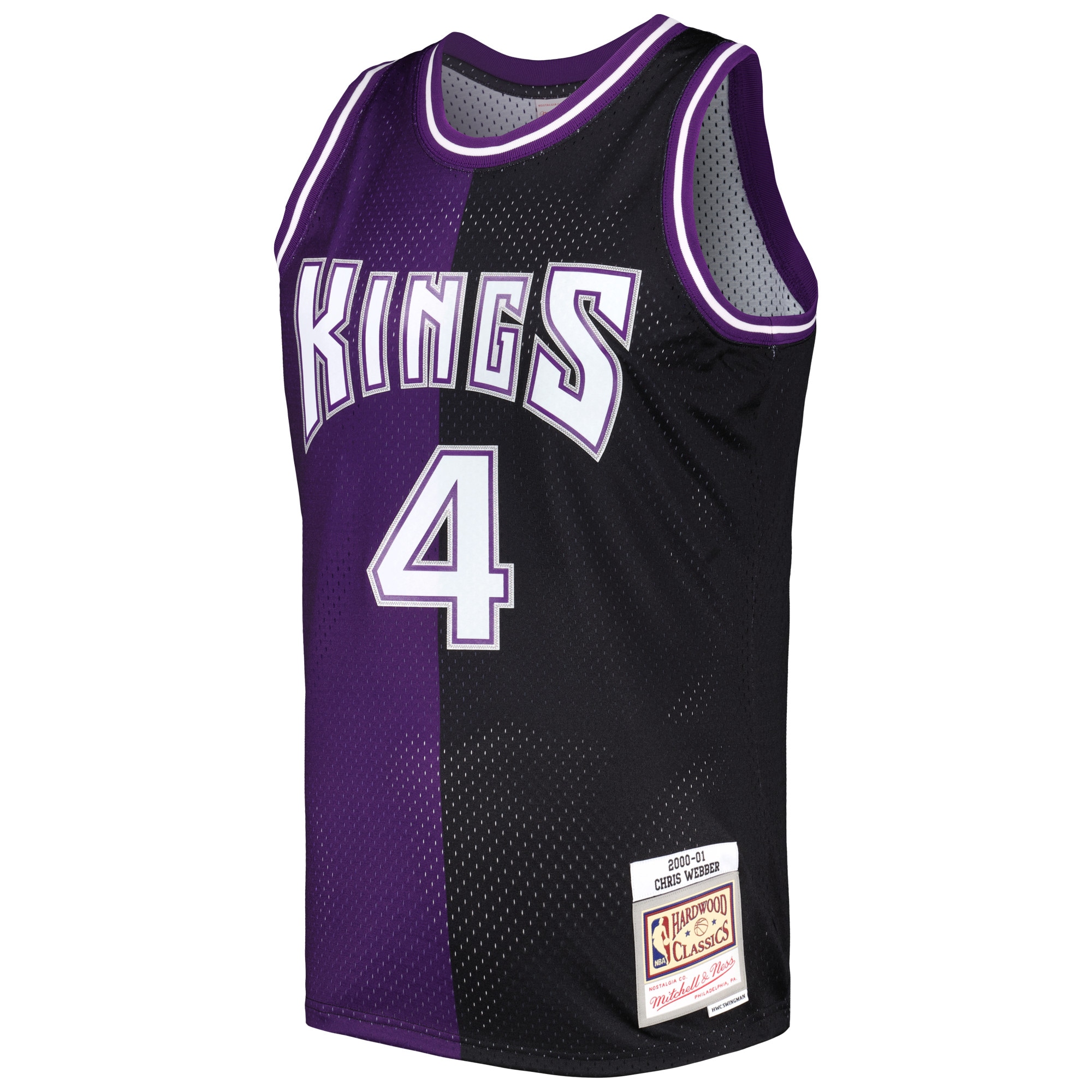 Chris Webber Sacramento Kings Mitchell & Ness Hardwood Classics 2000/01 Split Swingman Jersey – Purple/Black Clowdercats