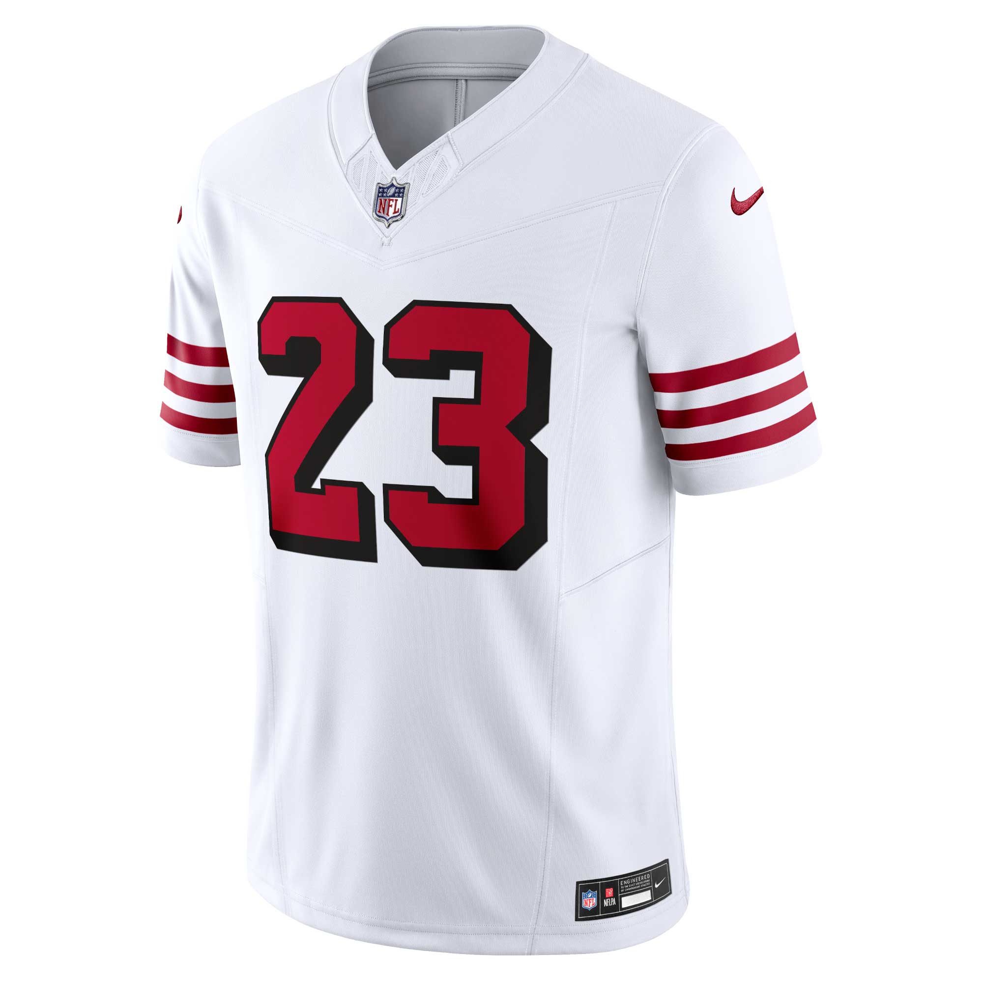 Christian McCaffrey San Francisco 49ers Nike Vapor F.U.S.E. Limited 2nd Alternate Jersey – White Clowdercats