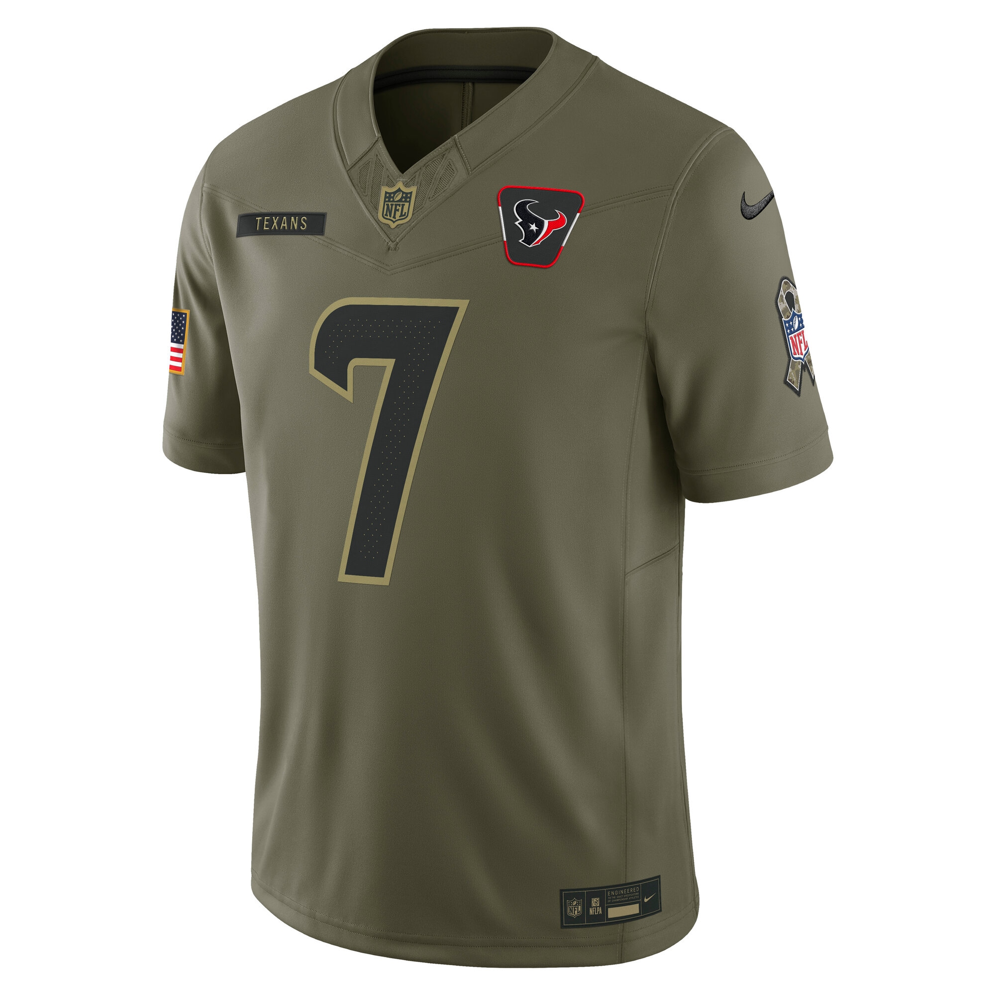 C.J. Stroud Houston Texans Nike 2025 Salute to Service Limited Jersey – Olive Clowdercats