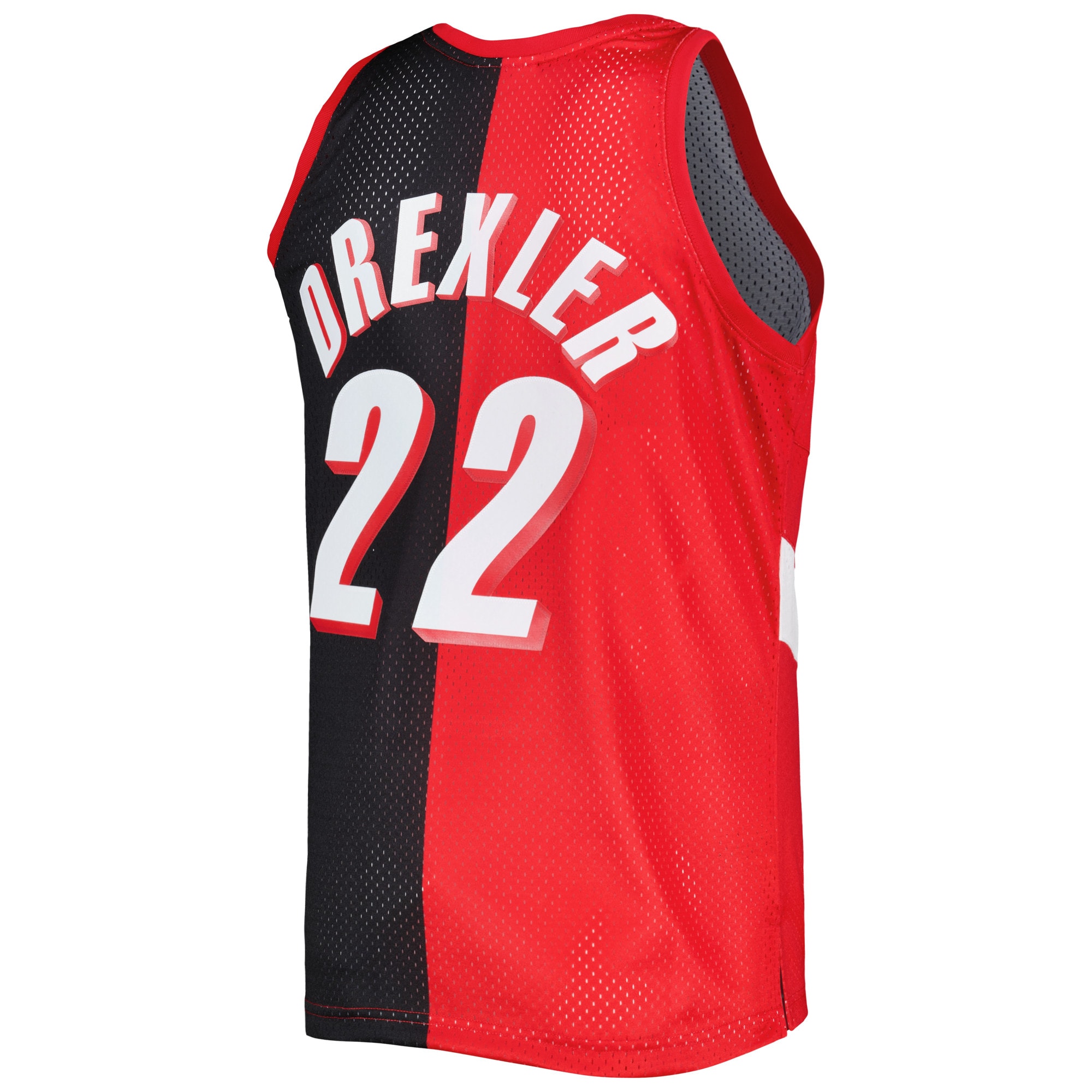 Clyde Drexler Portland Trail Blazers Mitchell & Ness Hardwood Classics 1991/92 Split Swingman Jersey – Red/Black Clowdercats