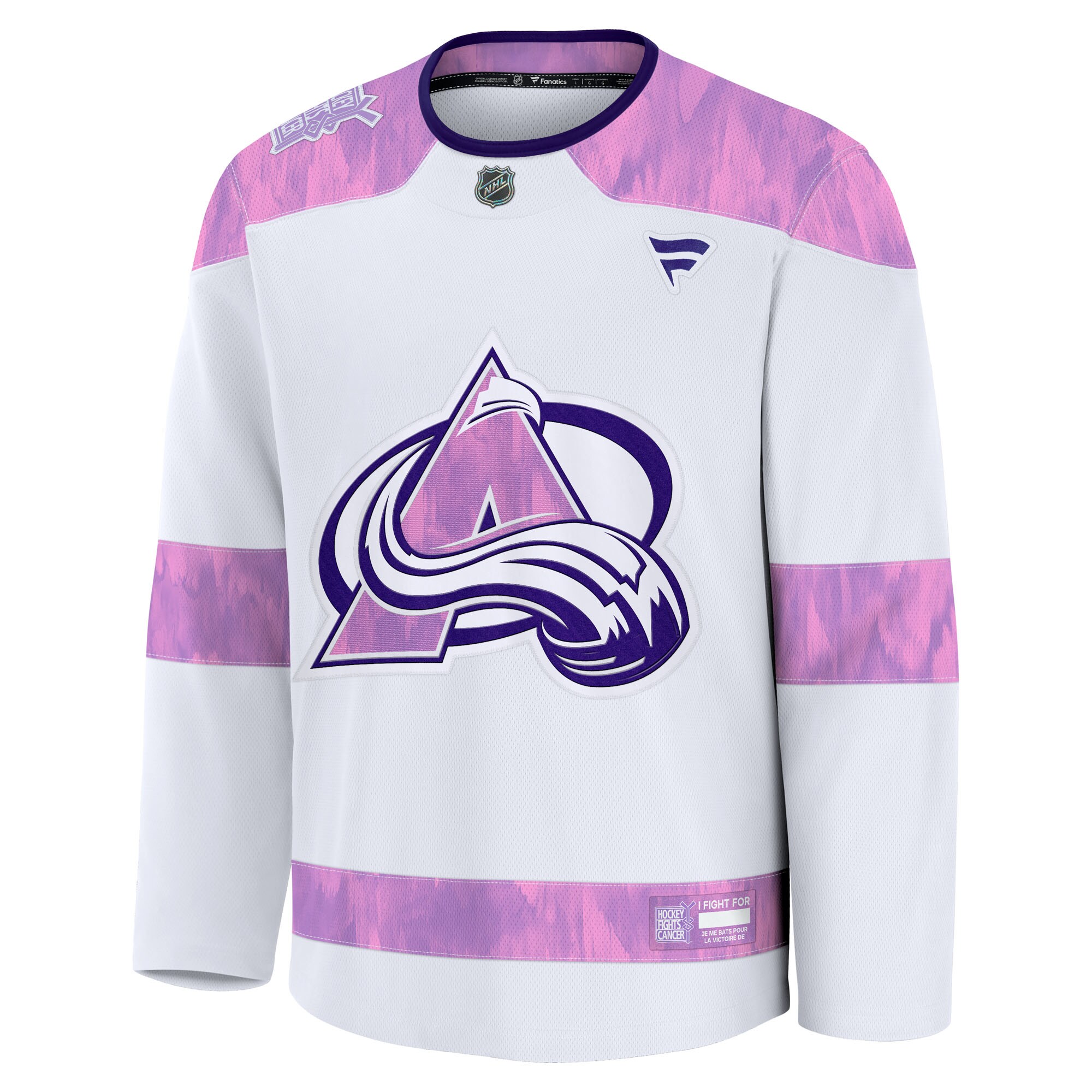 Colorado Avalanche Fanatics Hockey Fights Cancer Practice Jersey – White Clowdercats