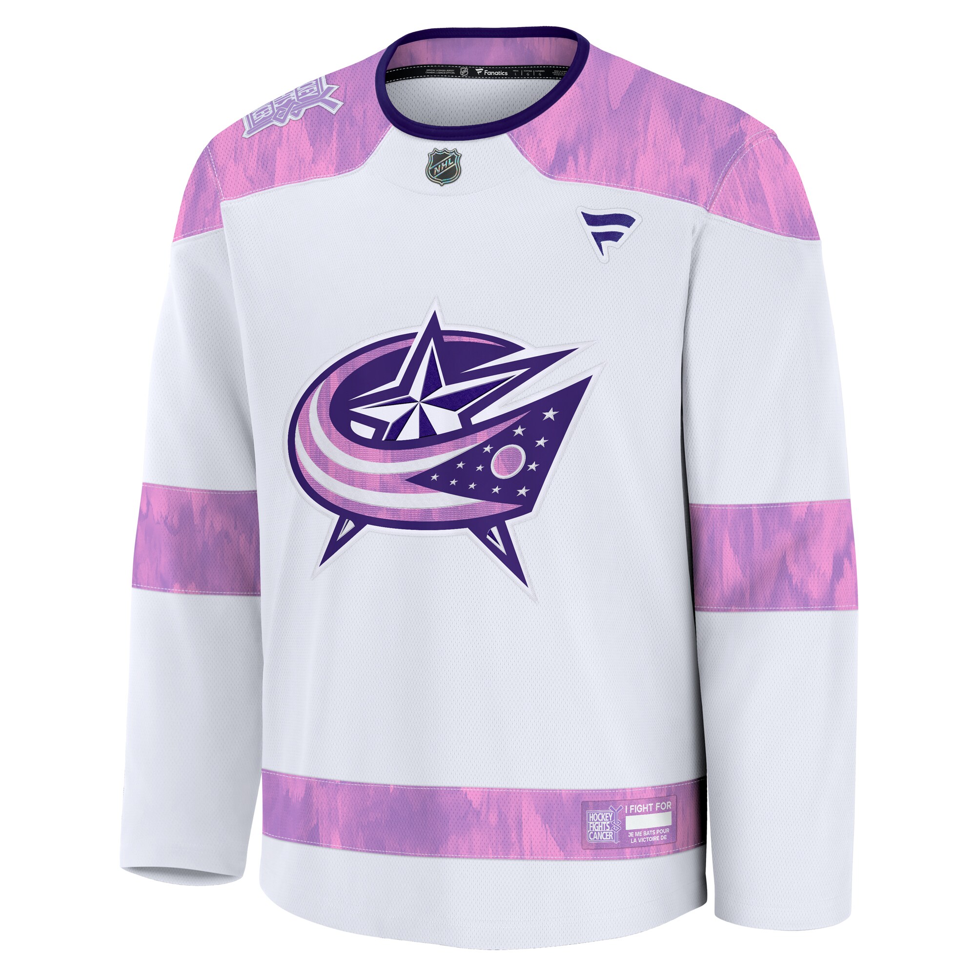 Columbus Blue Jackets Fanatics 2024 Hockey Fights Cancer Practice Jersey – White Clowdercats
