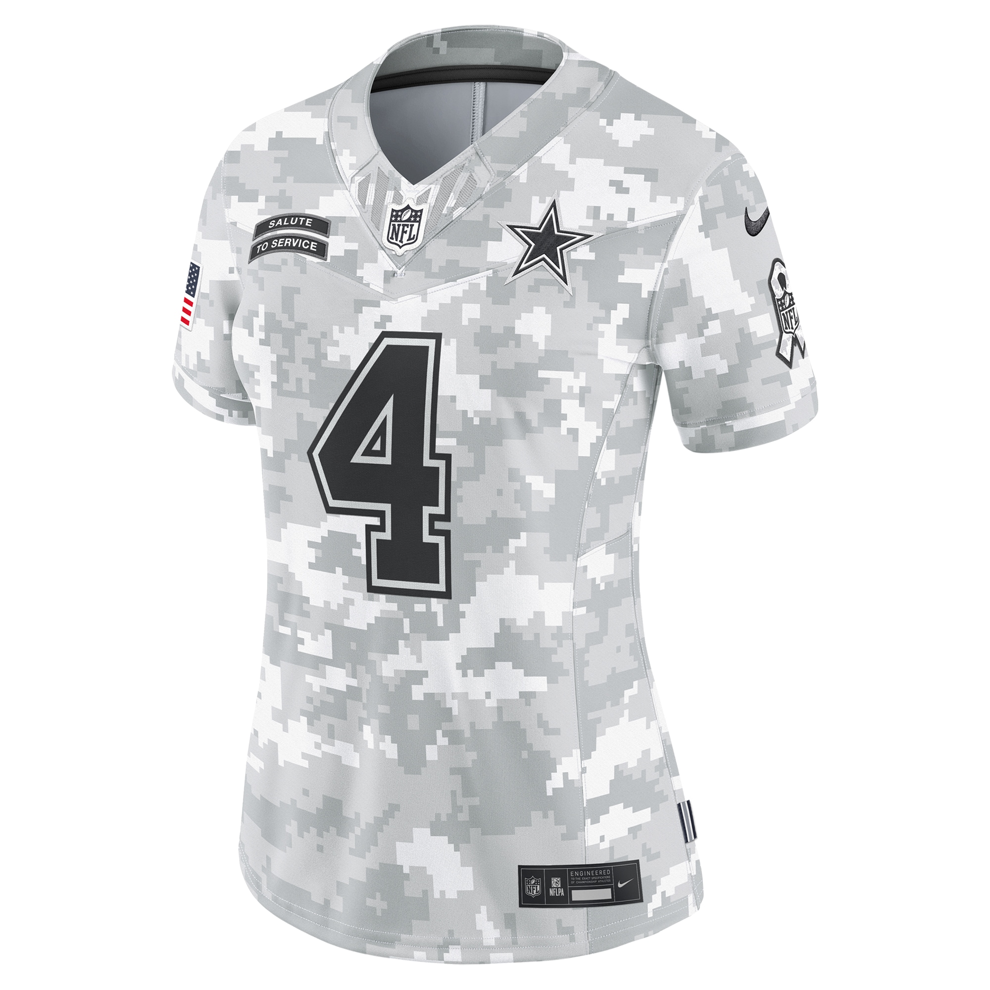 Dak Prescott Dallas Cowboys Nike Women’s 2024 Salute to Service Limited Jersey – Arctic Camo Clowdercats