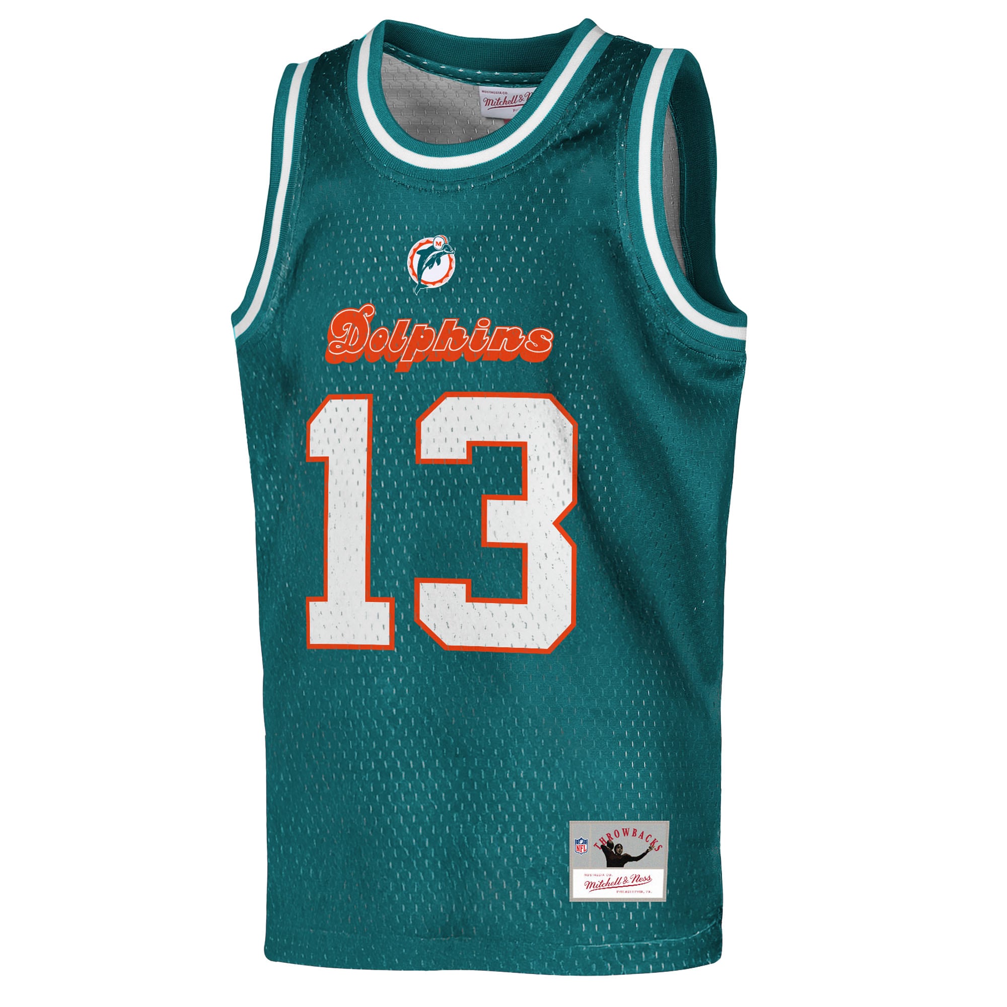 Dan Marino Miami Dolphins Mitchell & Ness Youth Retired Player NFL Basketball Fashion Jersey – Aqua Clowdercats
