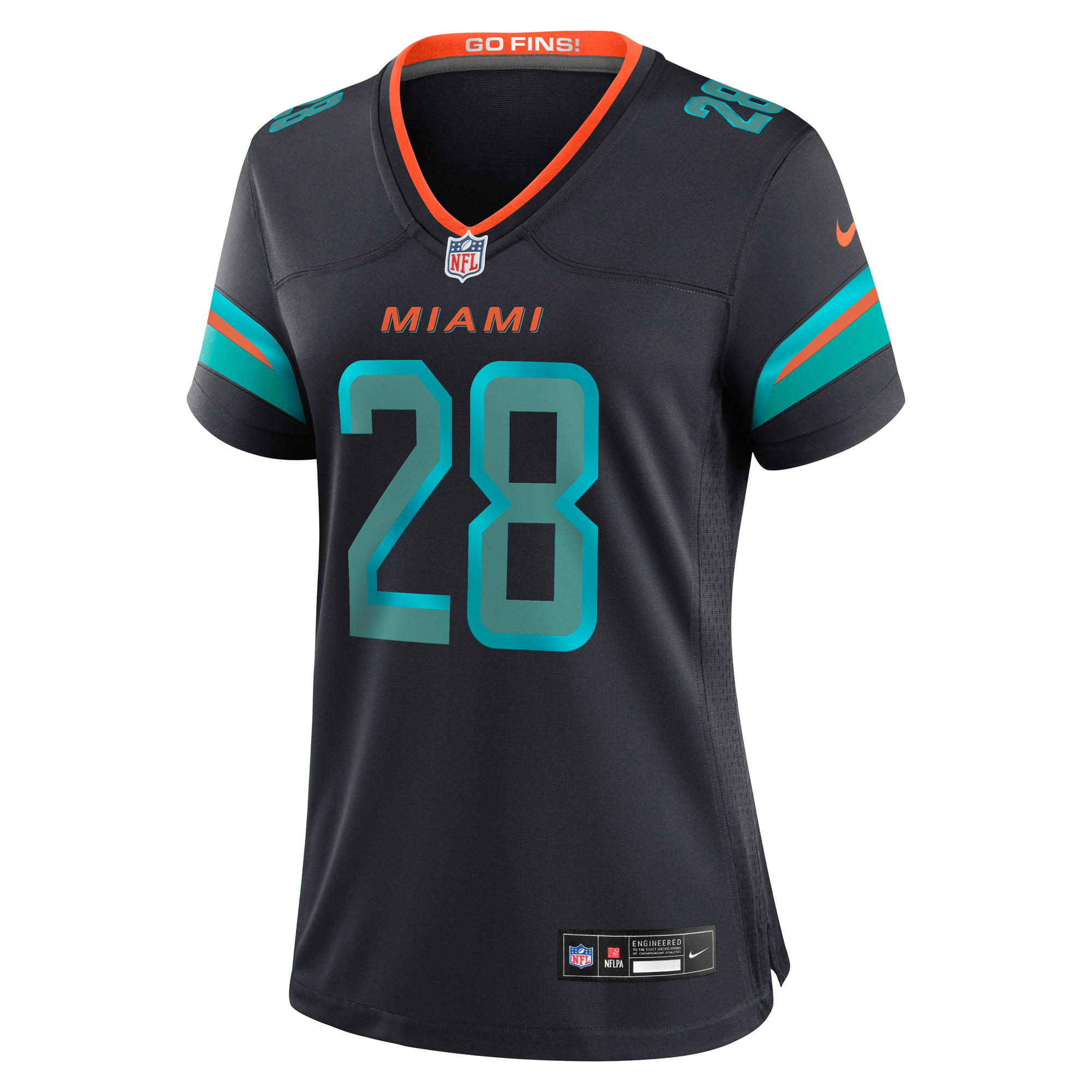 De’Von Achane Miami Dolphins Nike Women’s 2025 Rivalries Collection Game Jersey – Pitch Blue Clowdercats