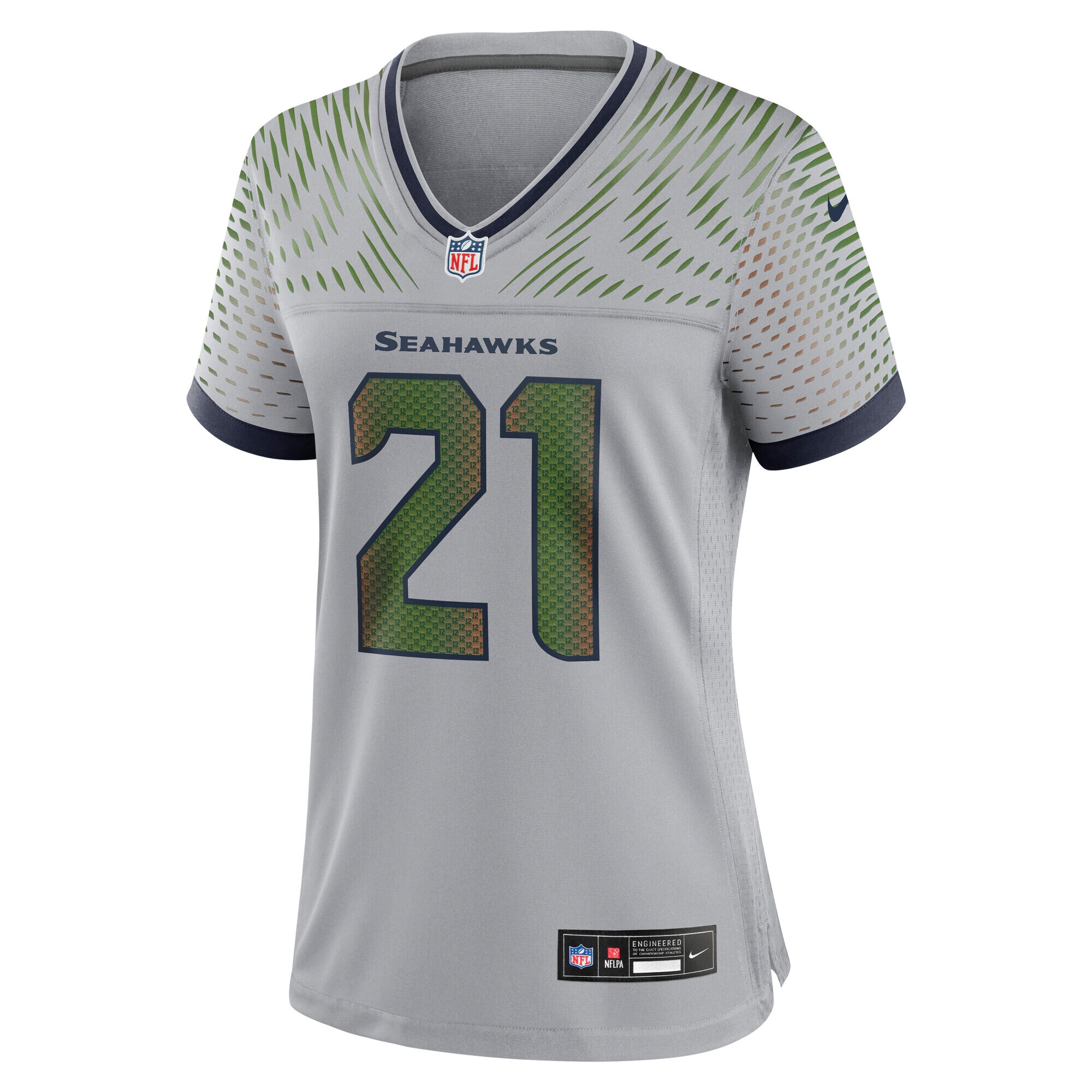 Devon Witherspoon Seattle Seahawks Nike Women’s 2025 Rivalries Collection Game Jersey – Wolf Gray Clowdercats