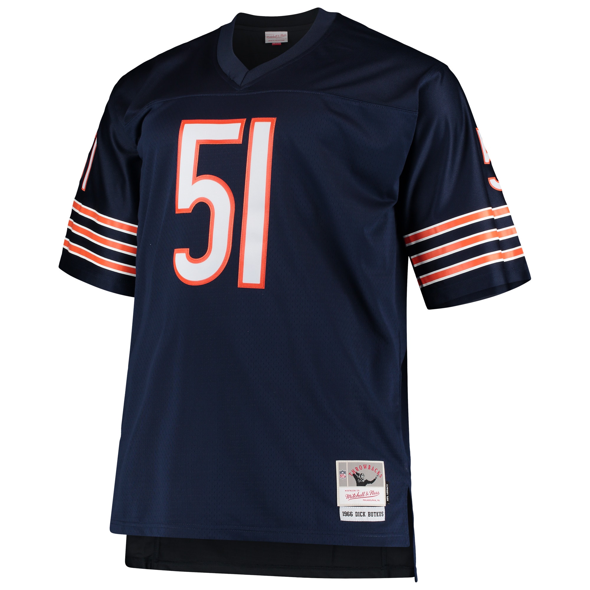 Dick Butkus Chicago Bears Mitchell & Ness Big & Tall 1966 Retired Player Replica Jersey – Navy Clowdercats