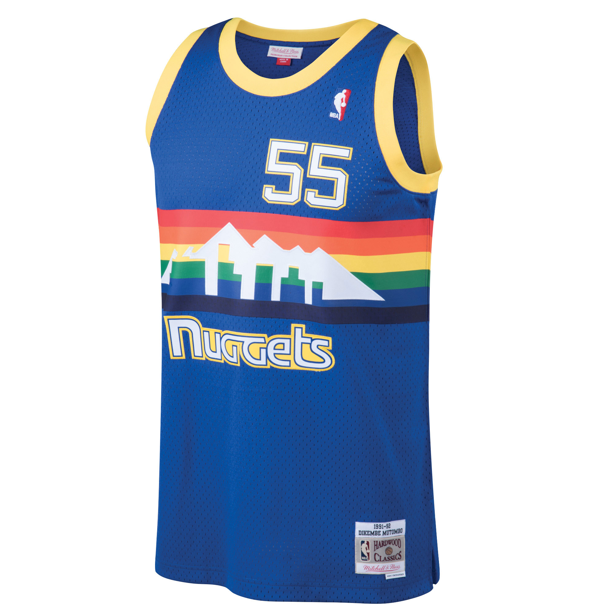 Dikembe Mutombo Denver Nuggets Mitchell & Ness 1991/92 Hardwood Classics Swingman Jersey – Blue Clowdercats