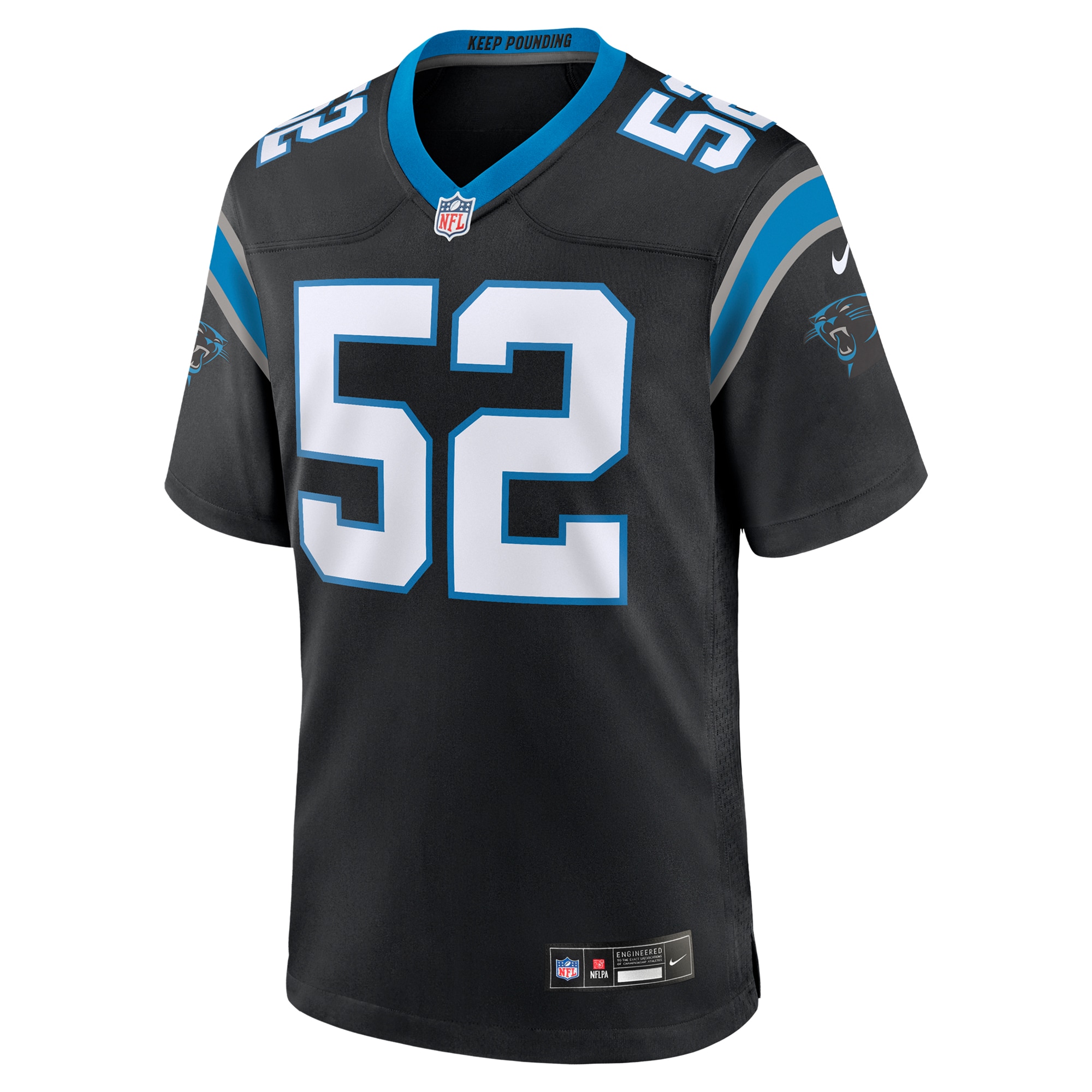 DJ Johnson Carolina Panthers Nike Game Jersey – Black Clowdercats