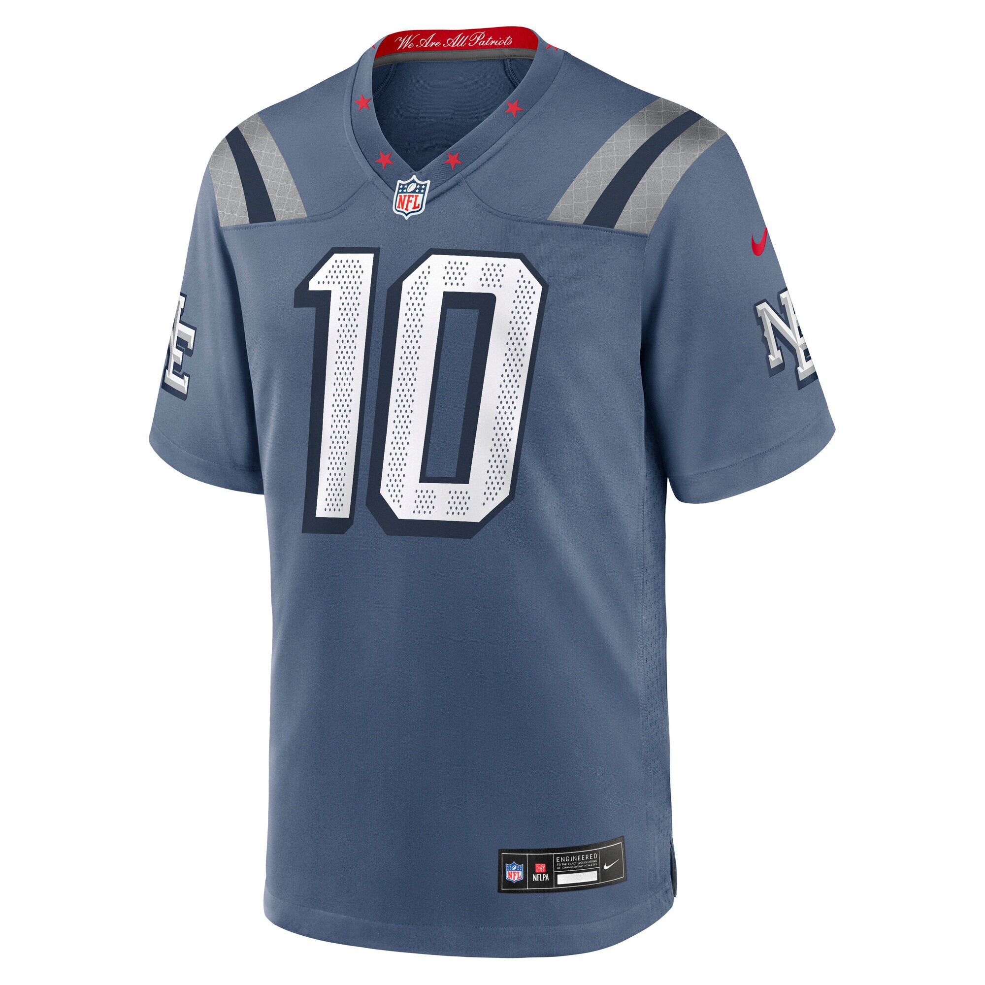 Drake Maye New England Patriots Nike 2025 Rivalries Collection Game Jersey – Storm Blue Clowdercats