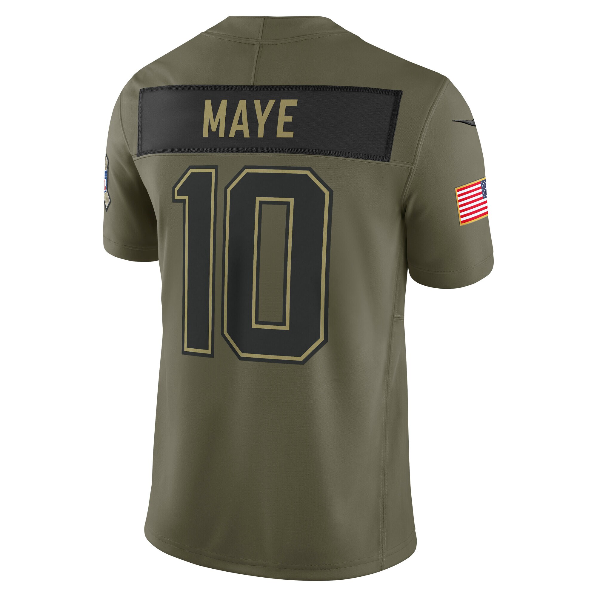 Drake Maye New England Patriots Nike 2025 Salute to Service Limited Jersey – Olive Clowdercats