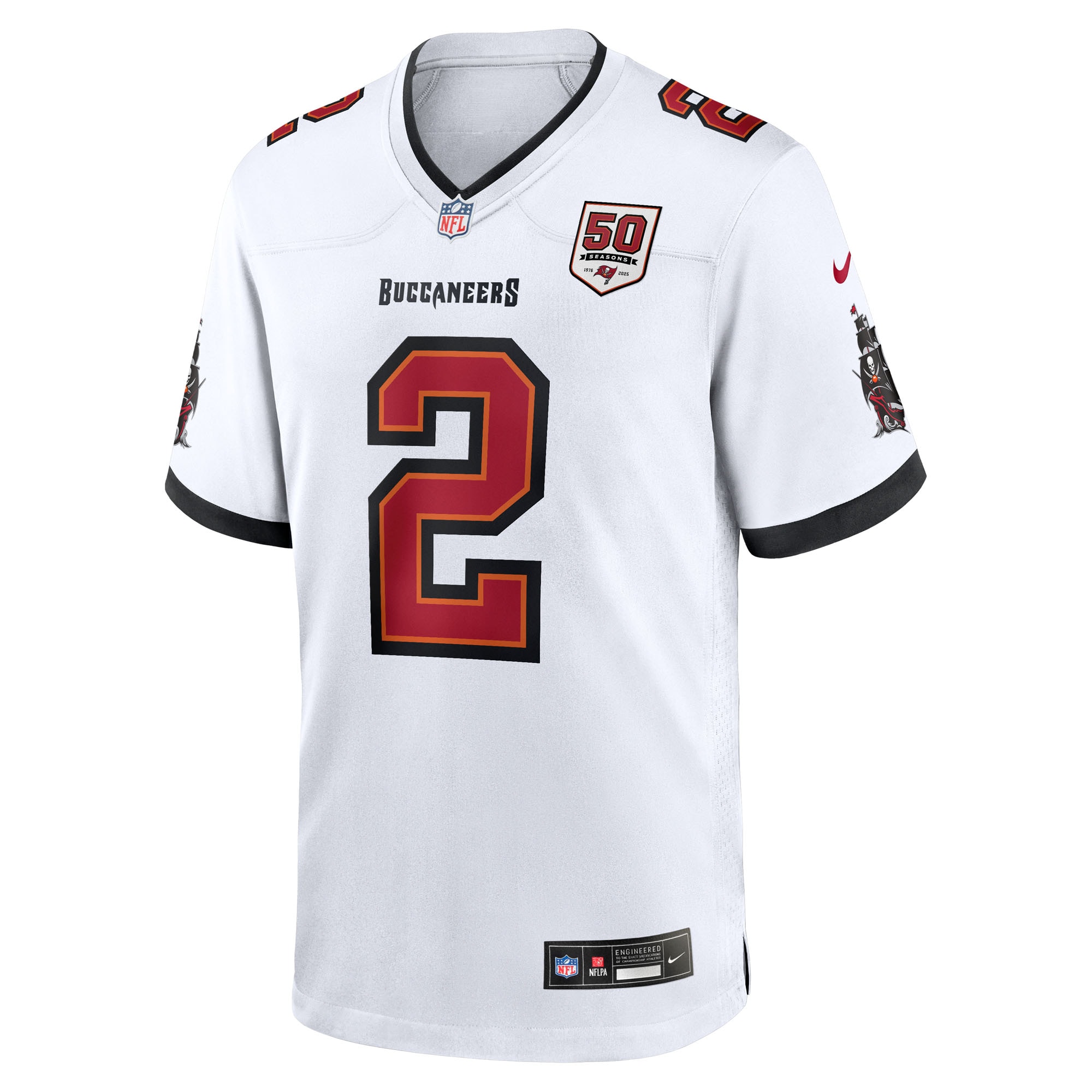 Emeka Egbuka Tampa Bay Buccaneers Nike 50th Season Game Jersey – White Clowdercats