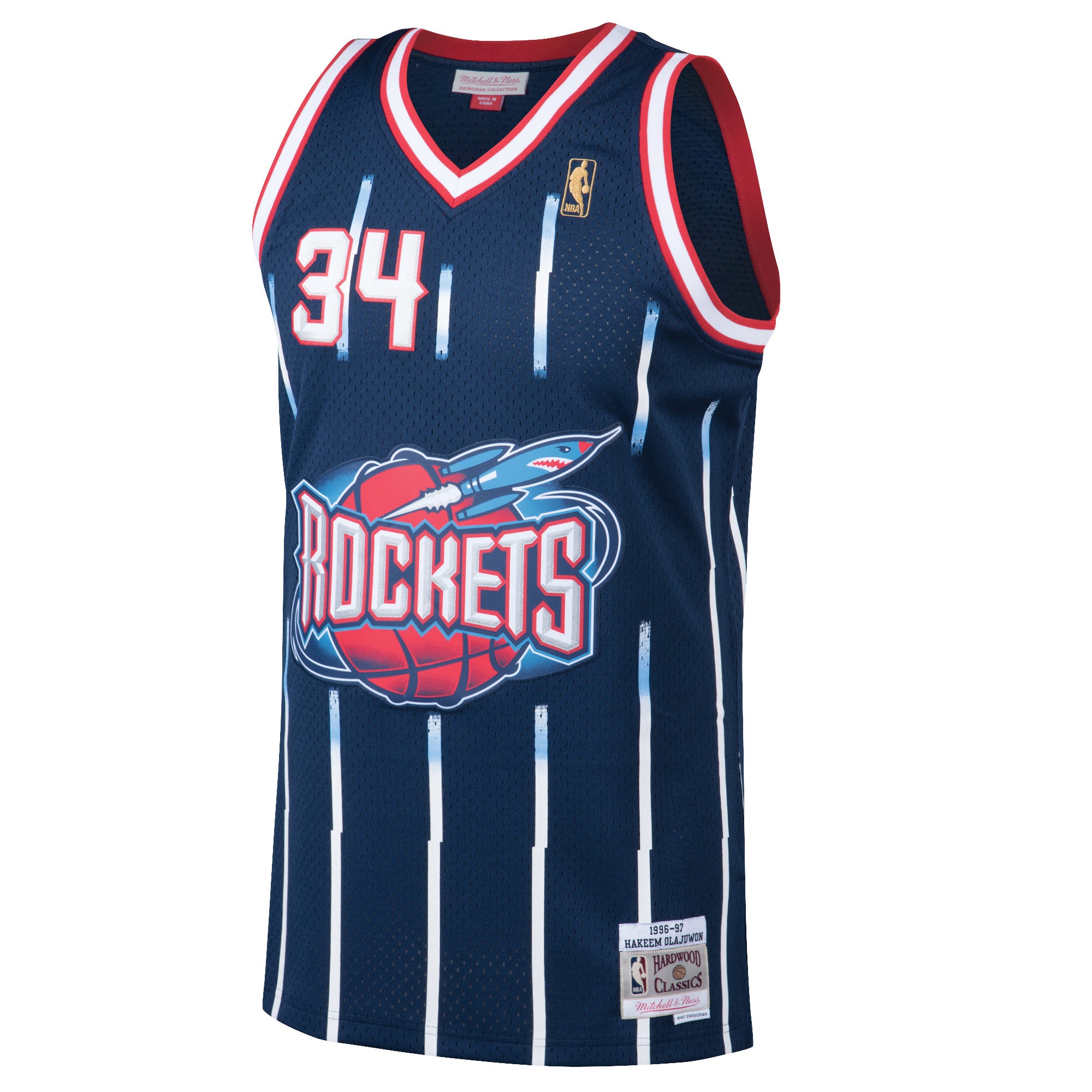 Hakeem Olajuwon Houston Rockets Mitchell & Ness 1996/97 Hardwood Classics Swingman Jersey – Navy Clowdercats