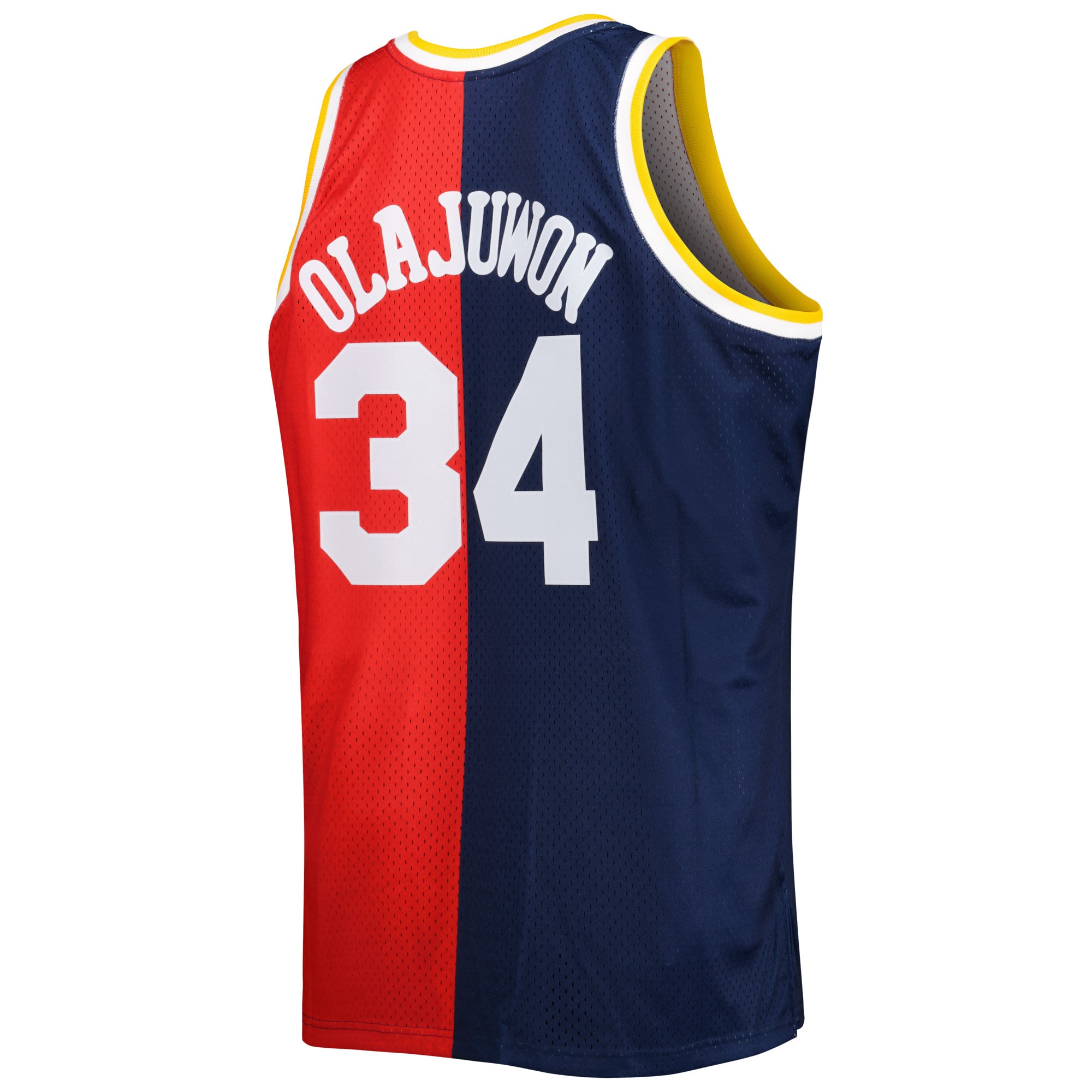 Hakeem Olajuwon Houston Rockets Mitchell & Ness Big & Tall Hardwood Classics 1993/94 Split Swingman Jersey – Navy/Red Clowdercats