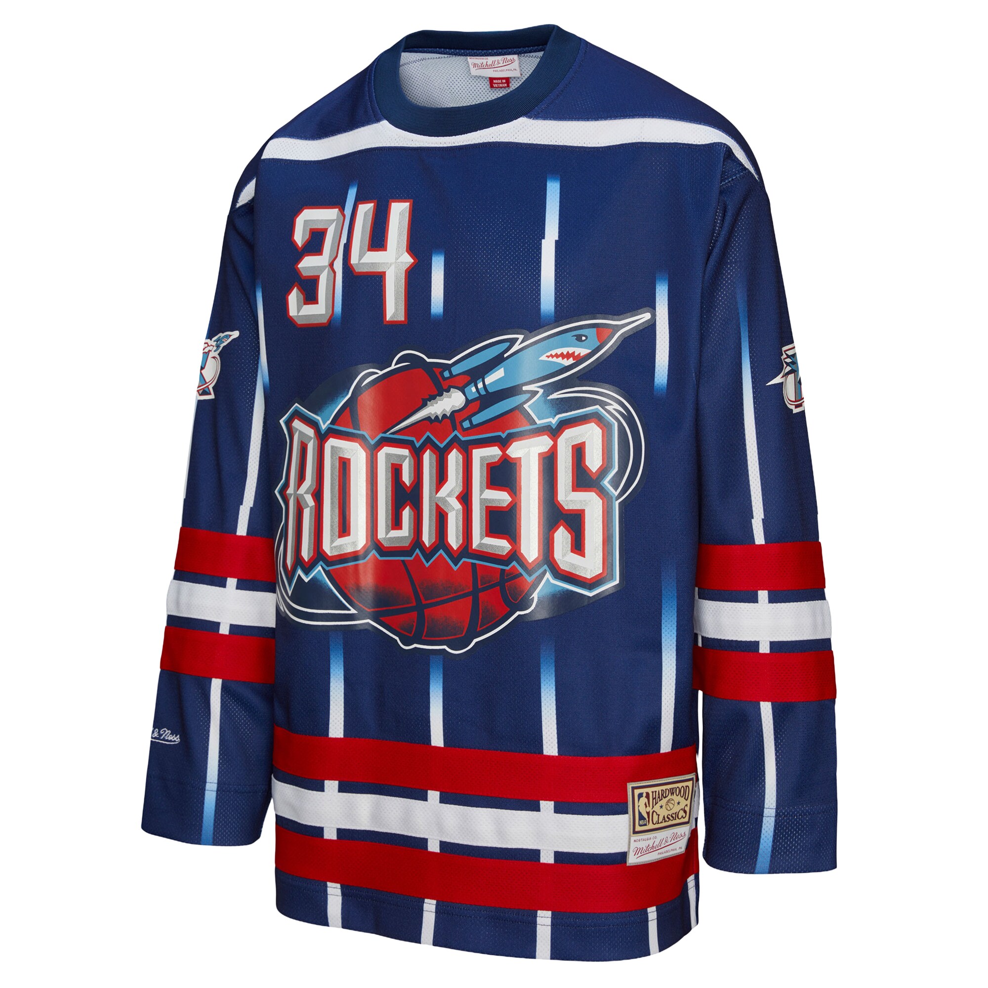 Hakeem Olajuwon Houston Rockets Mitchell & Ness Unisex Maxxed Out Fashion Hockey Jersey – Navy Clowdercats