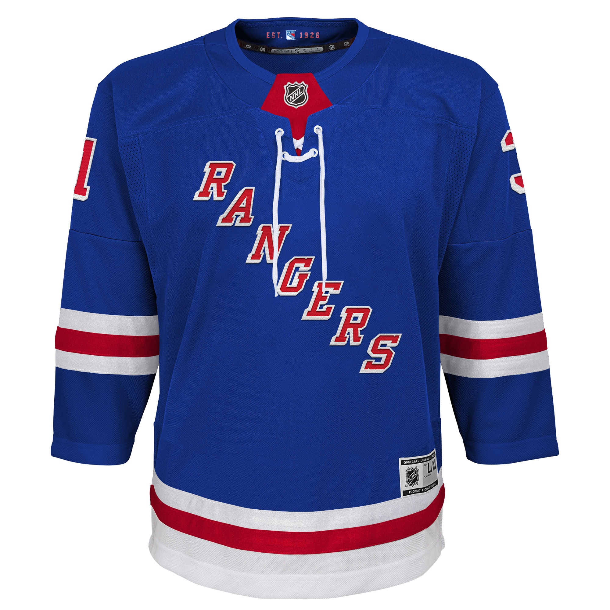 Igor Shesterkin New York Rangers Youth Home Premier Player Jersey – Blue Clowdercats