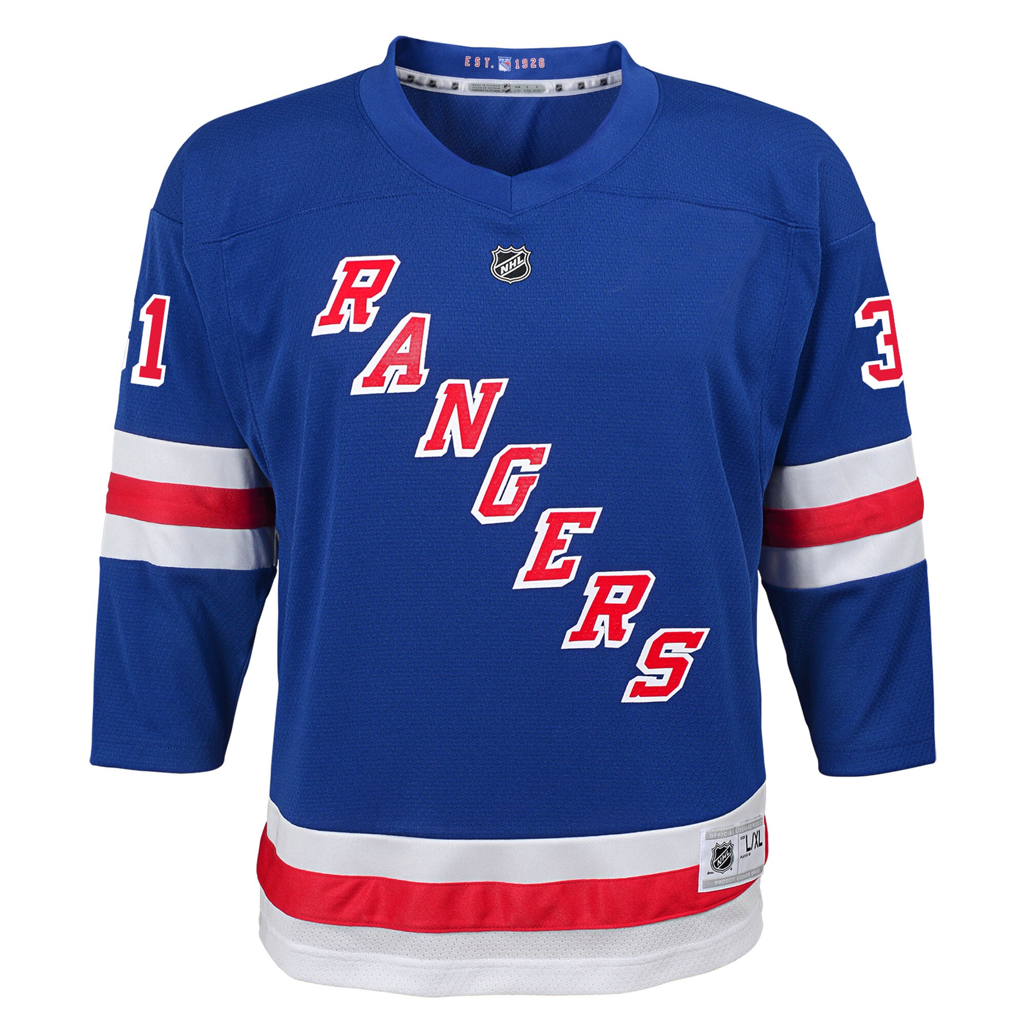 Igor Shesterkin New York Rangers Youth Home Replica Player Jersey – Blue Clowdercats