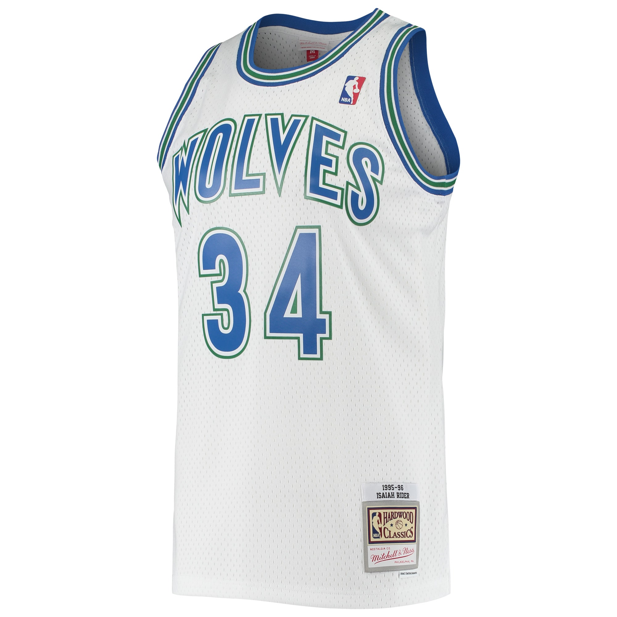 Isaiah Rider Minnesota Timberwolves Mitchell & Ness 1995/96 Hardwood Classics Swingman Jersey – White Clowdercats