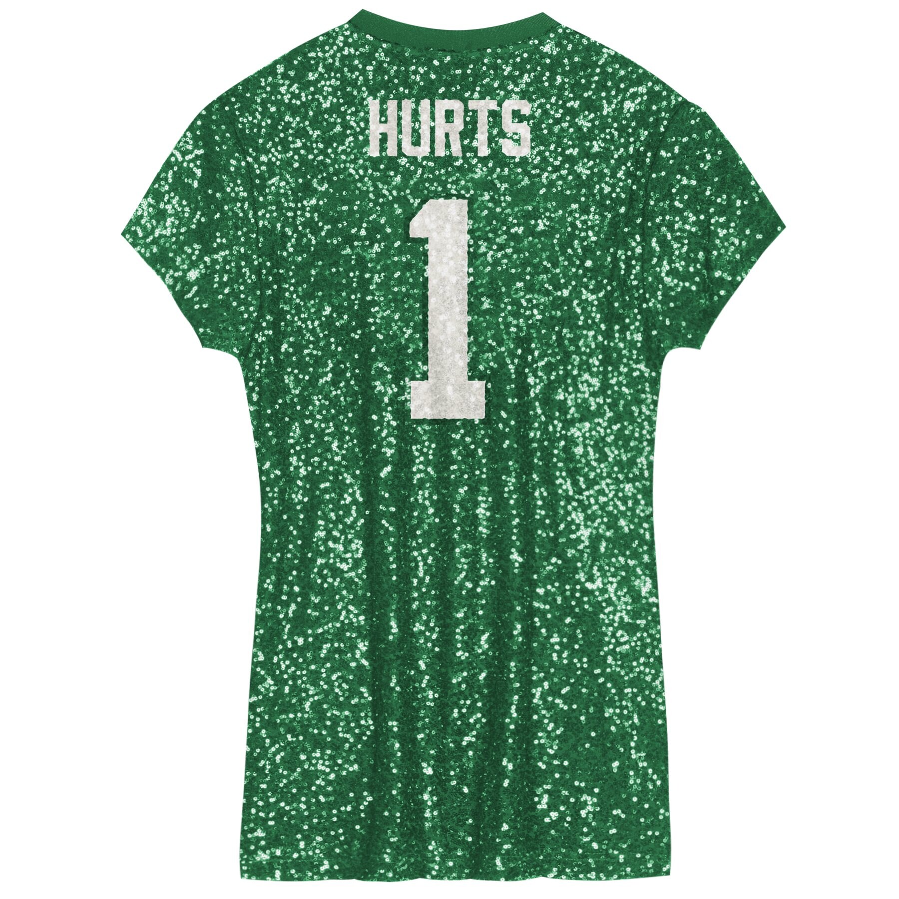 Jalen Hurts Philadelphia Eagles Girls Youth Sequin Player Name & Number V-Neck Dress – Kelly Green Clowdercats