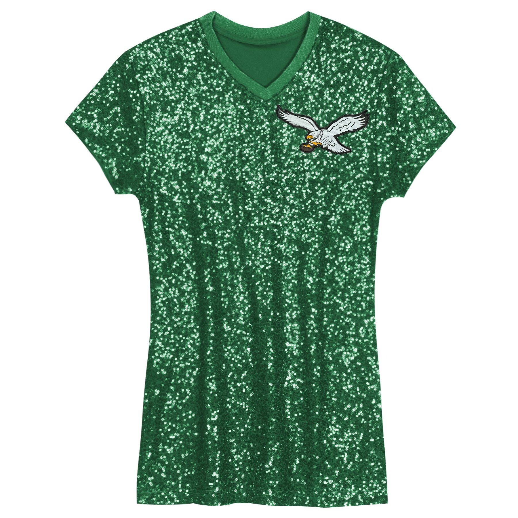 Jalen Hurts Philadelphia Eagles Girls Youth Sequin Player Name & Number V-Neck Dress – Kelly Green Clowdercats