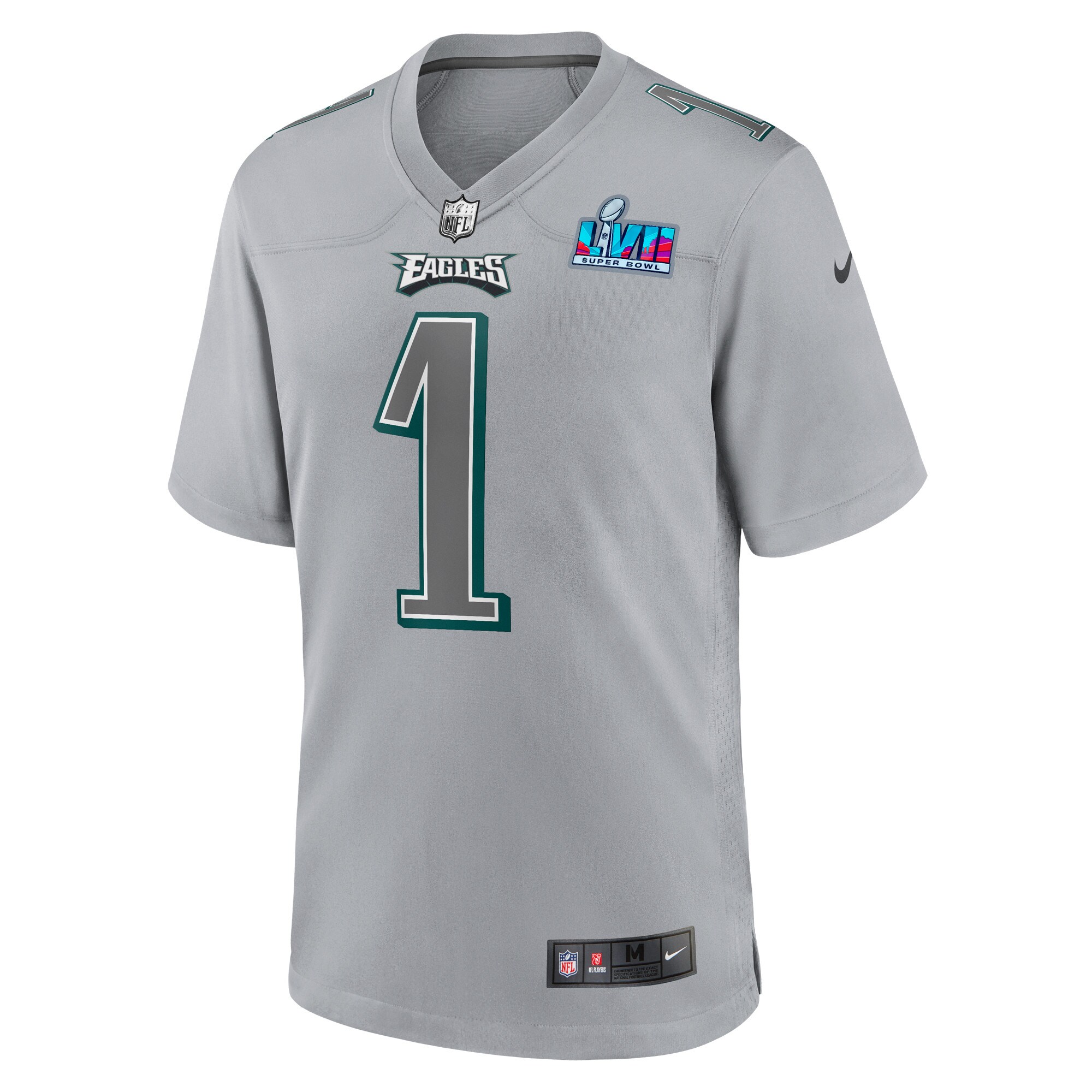 Jalen Hurts Philadelphia Eagles Nike Youth Super Bowl LVII Patch Atmosphere Fashion Game Jersey – Gray Clowdercats