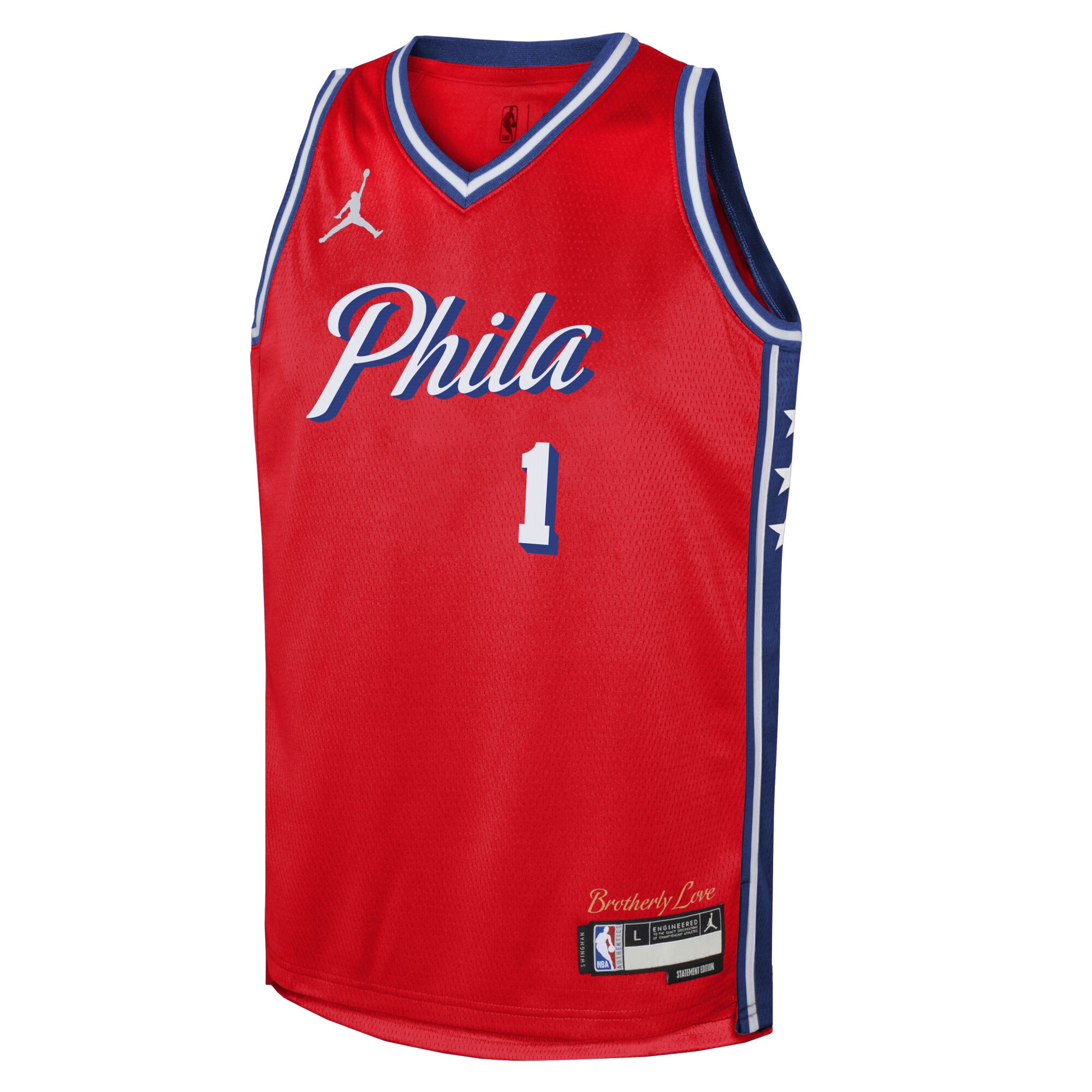 James Harden Philadelphia 76ers Jordan Brand Youth Swingman Jersey – Statement Edition – Red Clowdercats