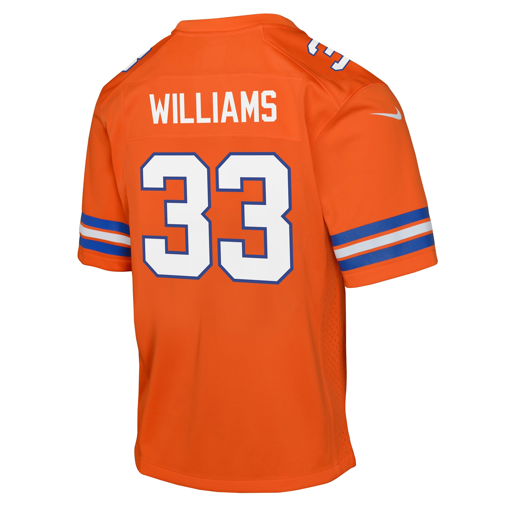 Javonte Williams Denver Broncos Nike Youth Mile High Collection 1977 Throwback Game Jersey – Orange Clowdercats