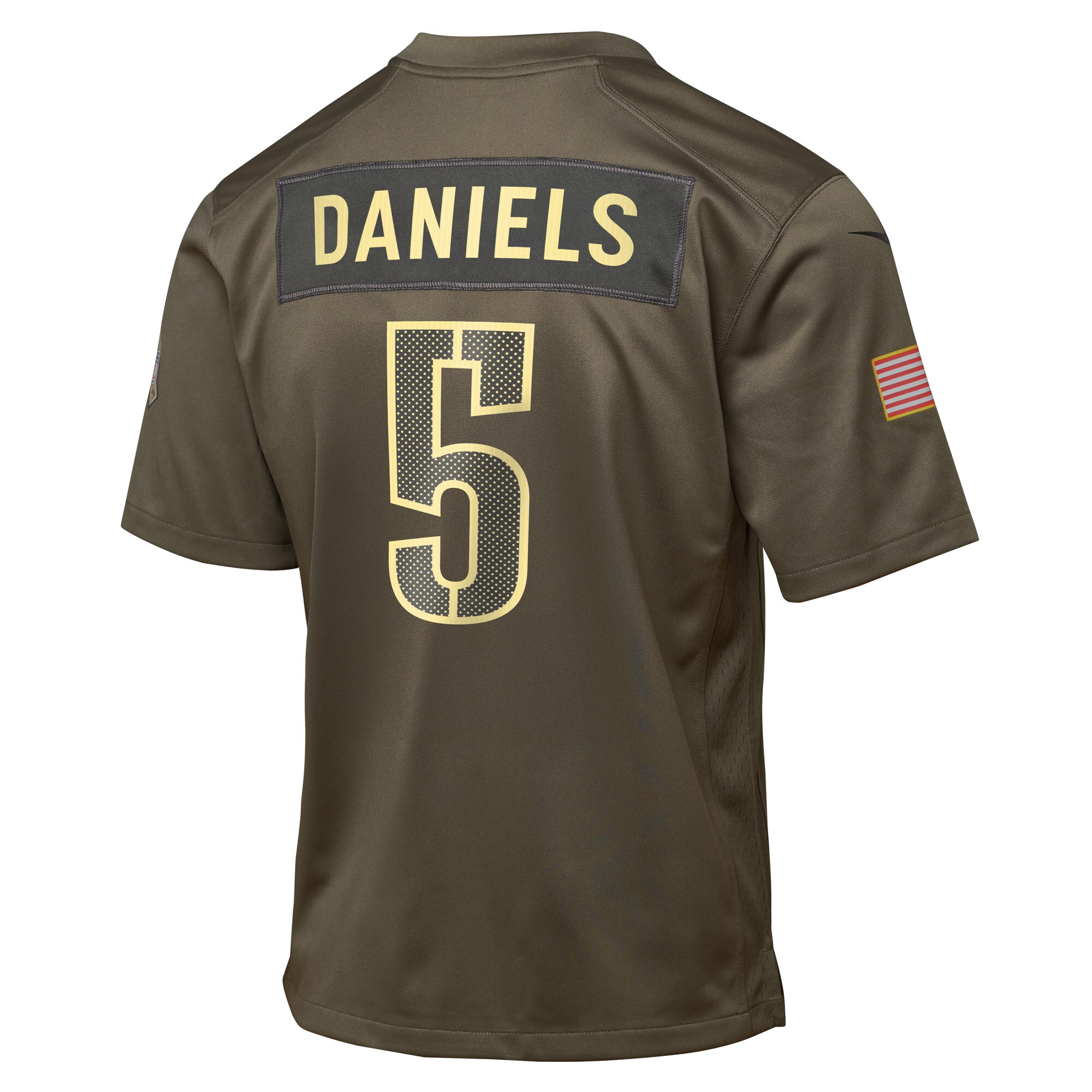 Jayden Daniels Washington Commanders Nike Youth 2025 Salute to Service Game Jersey – Olive Clowdercats