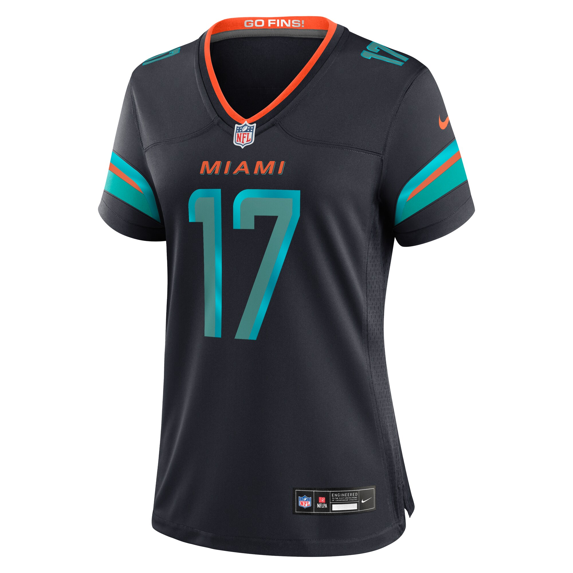 Jaylen Waddle Miami Dolphins Nike Women’s 2025 Rivalries Collection Game Jersey – Pitch Blue Clowdercats
