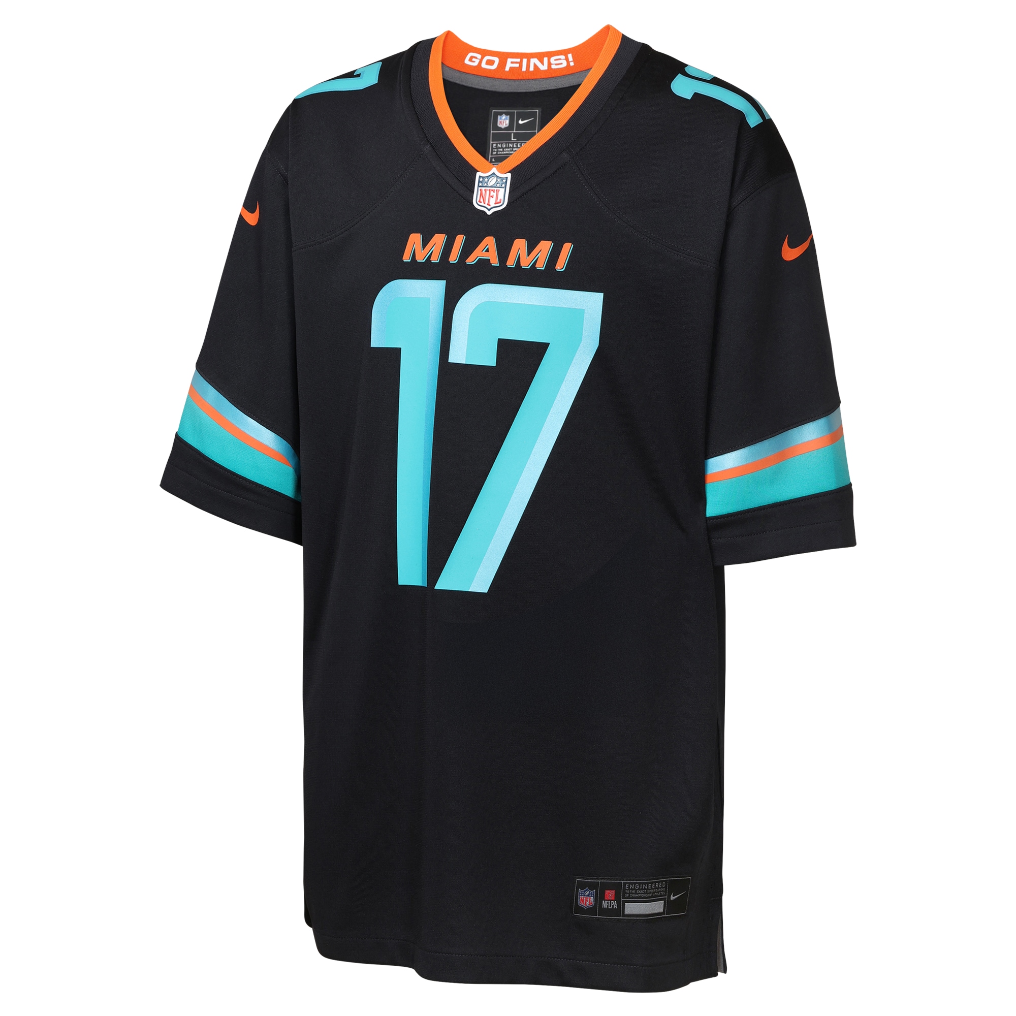 Jaylen Waddle Miami Dolphins Nike Youth 2025 Rivalries Collection Game Jersey – Pitch Blue Clowdercats