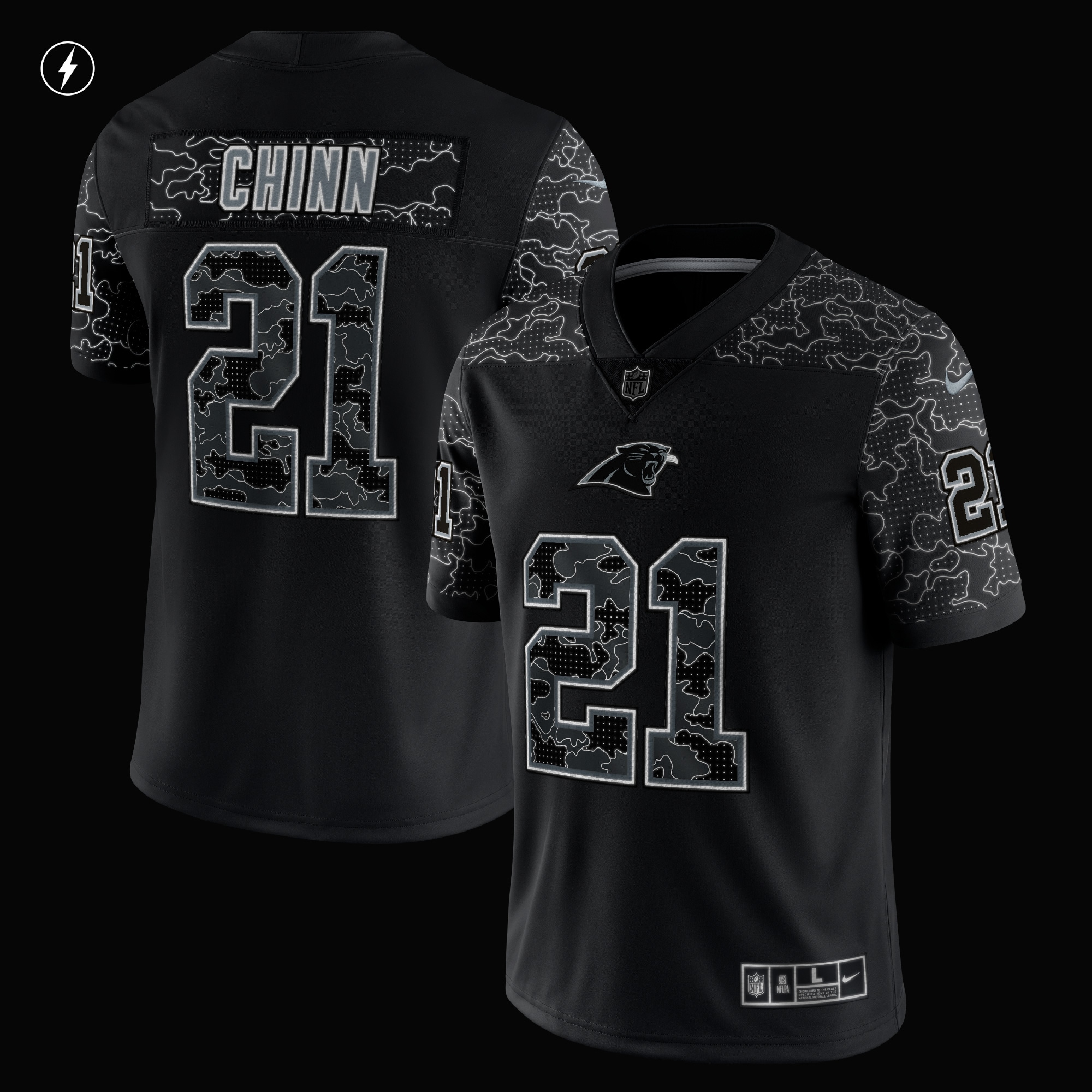 Jeremy Chinn Carolina Panthers Nike RFLCTV Limited Jersey – Black Clowdercats