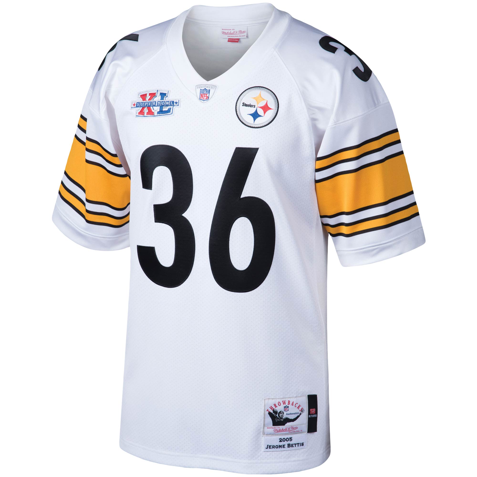 Jerome Bettis Pittsburgh Steelers 2005 Mitchell & Ness Authentic Throwback Retired Player Jersey – White Clowdercats